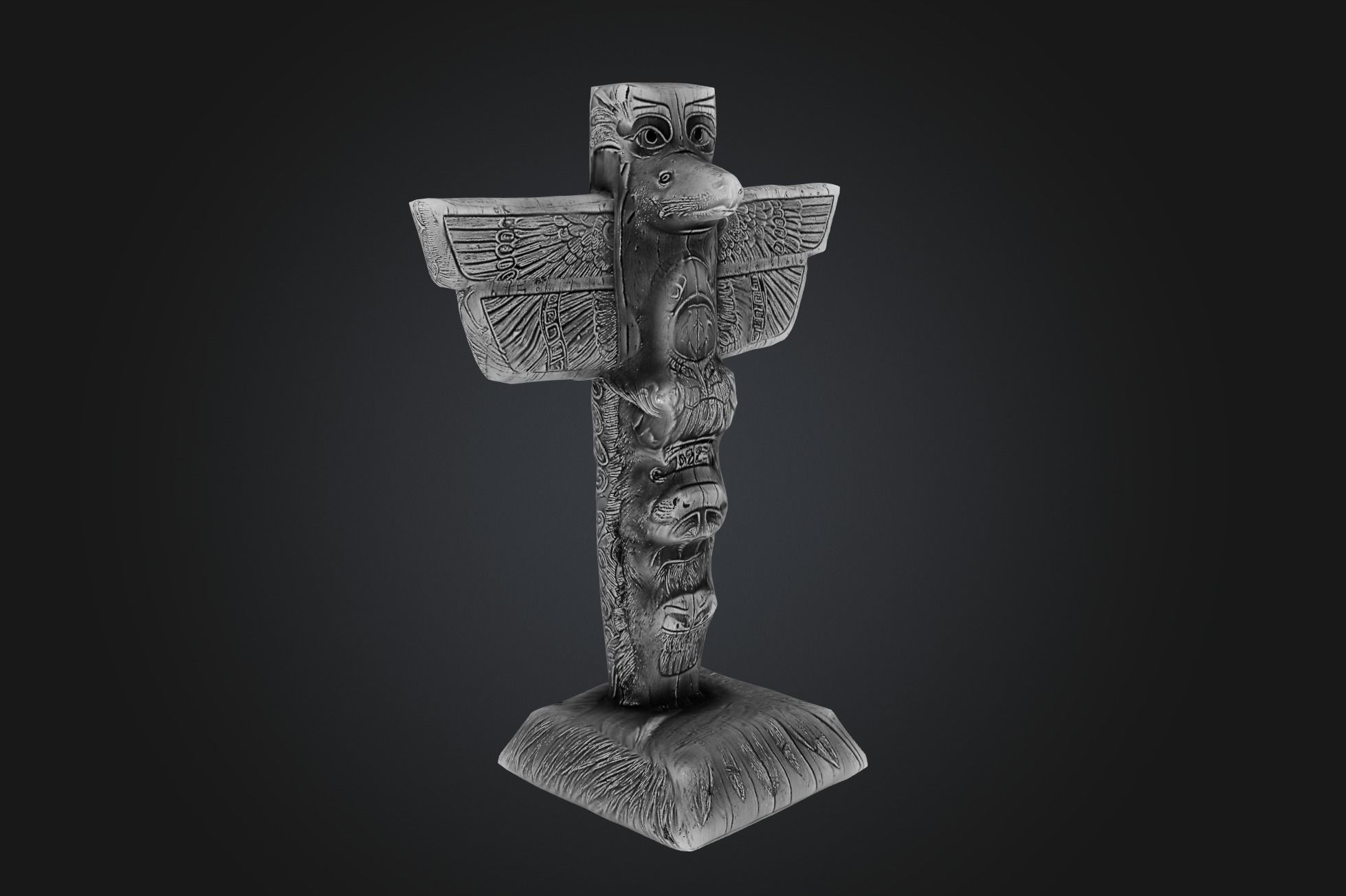 Tlingit Totem Pole - Low-poly with PBR and 2K Textures Low-poly 3D model_9