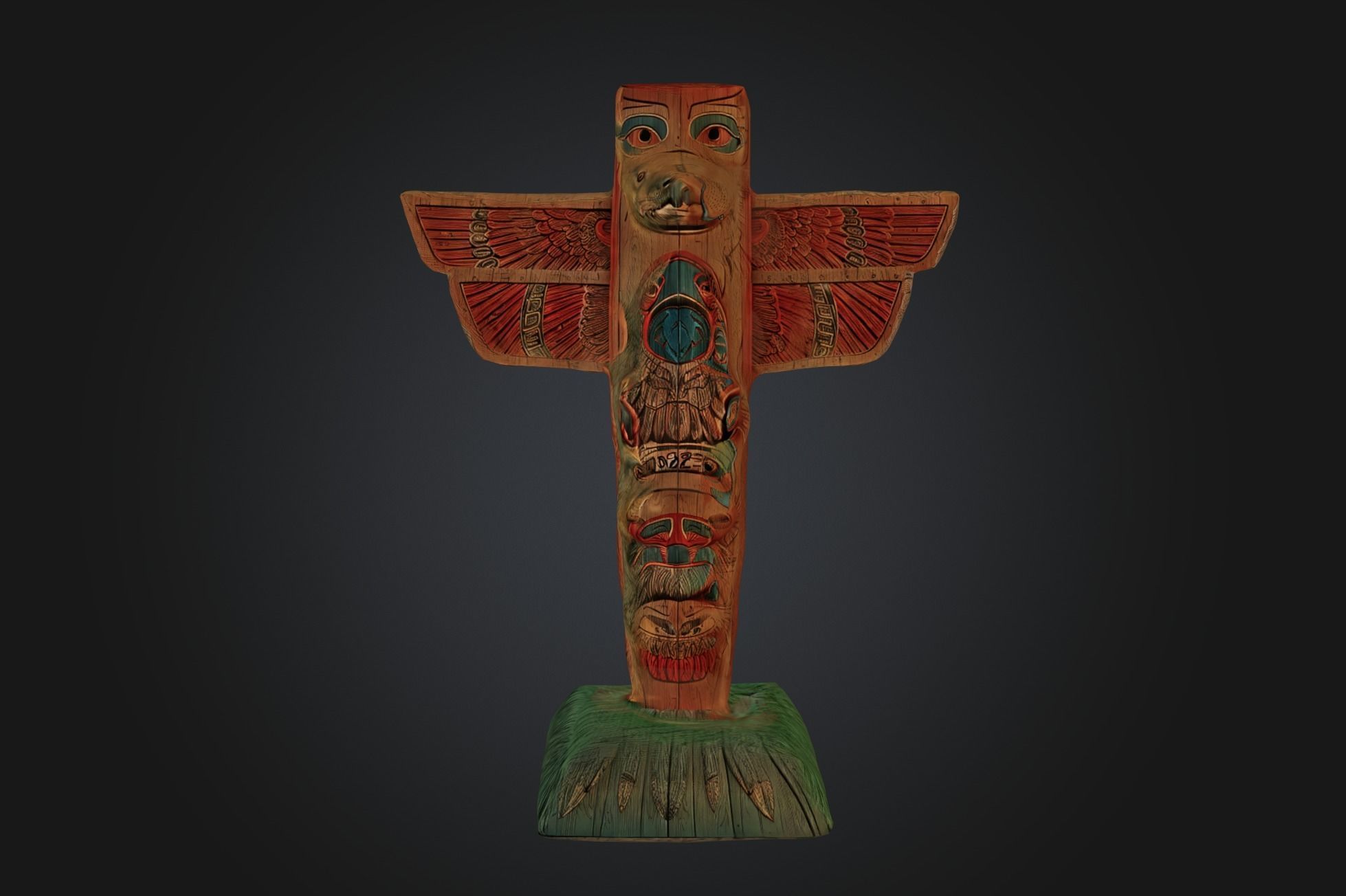 Tlingit Totem Pole - Low-poly with PBR and 2K Textures Low-poly 3D model_13