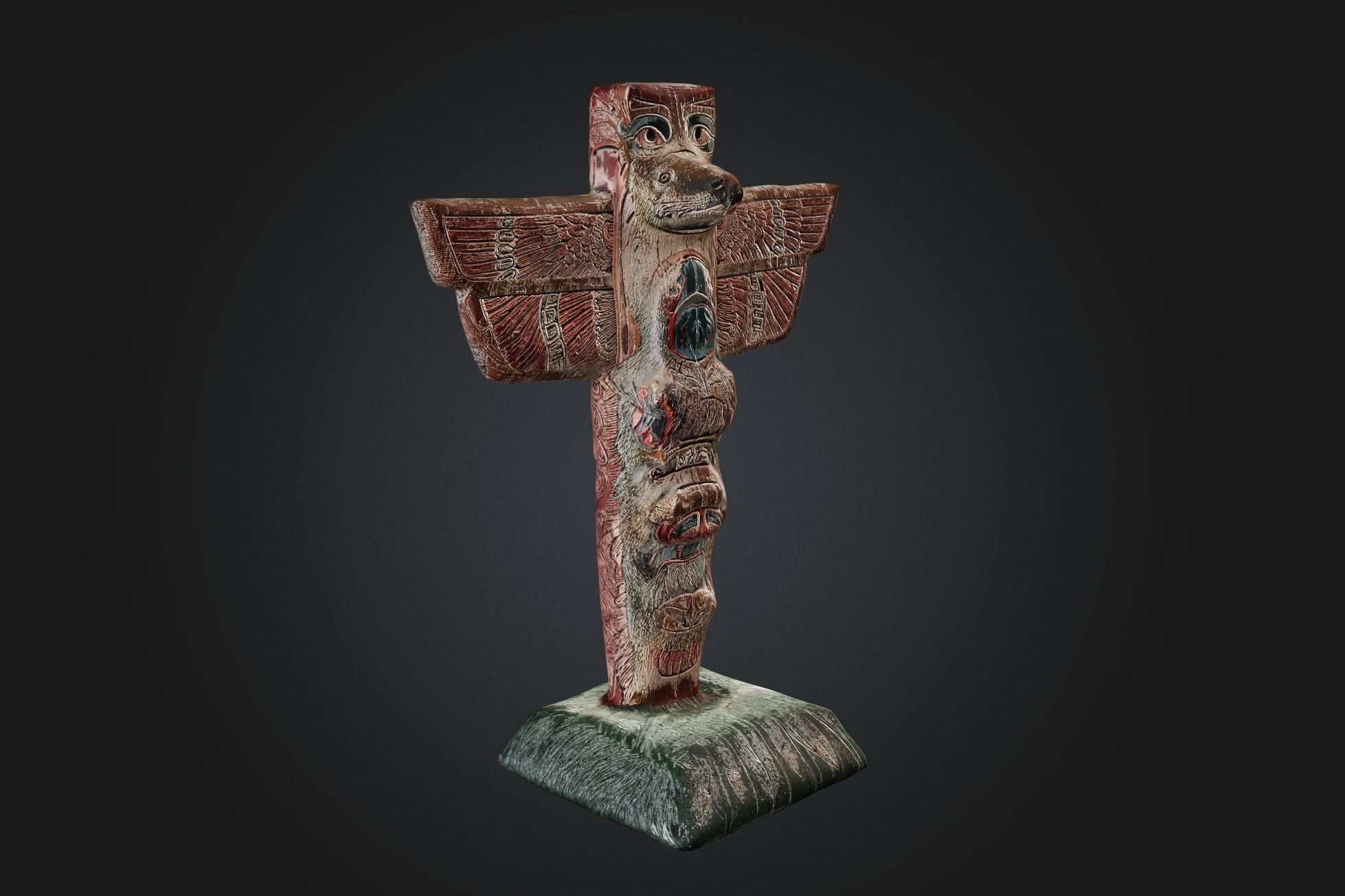 Tlingit Totem Pole - Low-poly with PBR and 2K Textures Low-poly 3D model_2