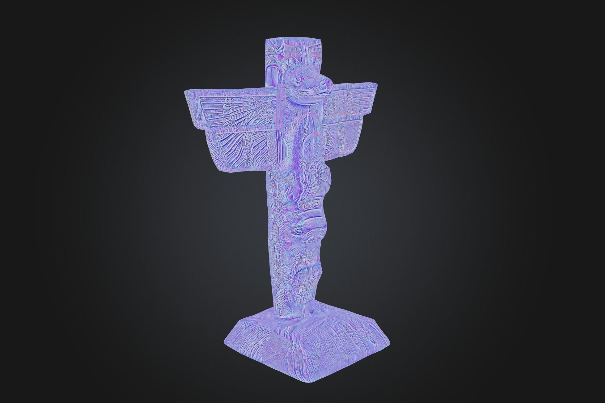 Tlingit Totem Pole - Low-poly with PBR and 2K Textures Low-poly 3D model_10