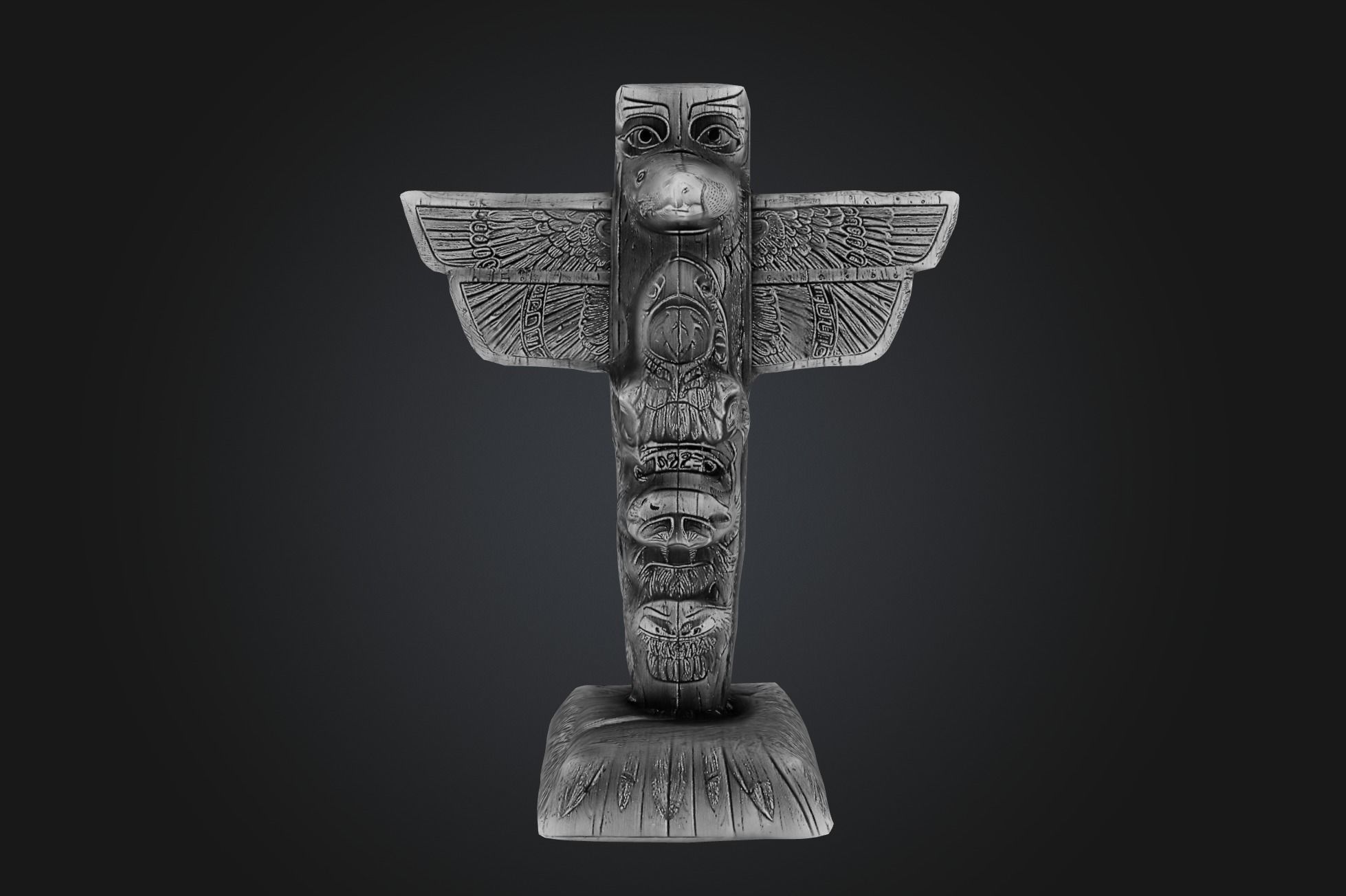 Tlingit Totem Pole - Low-poly with PBR and 2K Textures Low-poly 3D model_6