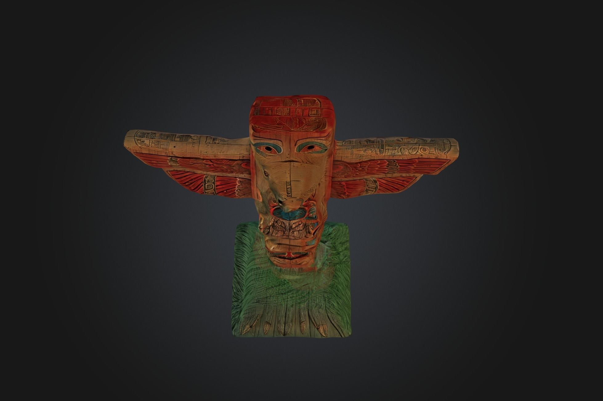 Tlingit Totem Pole - Low-poly with PBR and 2K Textures Low-poly 3D model_16