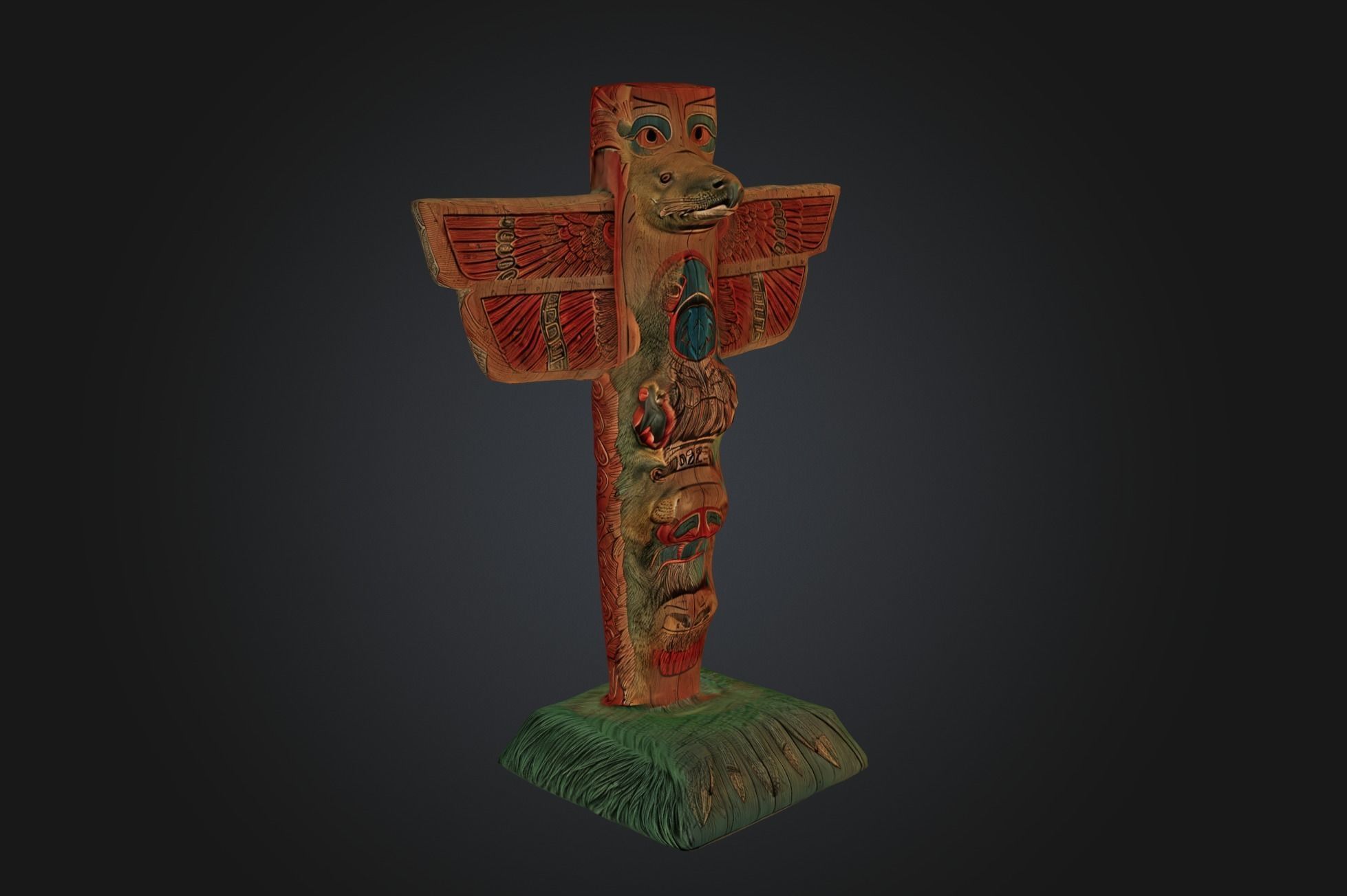 Tlingit Totem Pole - Low-poly with PBR and 2K Textures Low-poly 3D model_14