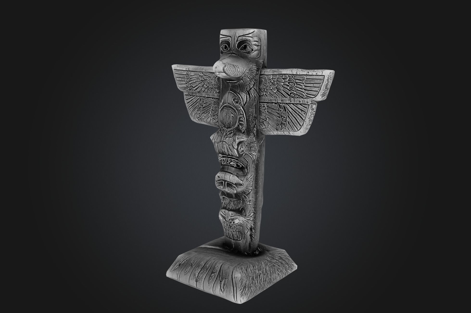 Tlingit Totem Pole - Low-poly with PBR and 2K Textures Low-poly 3D model_7