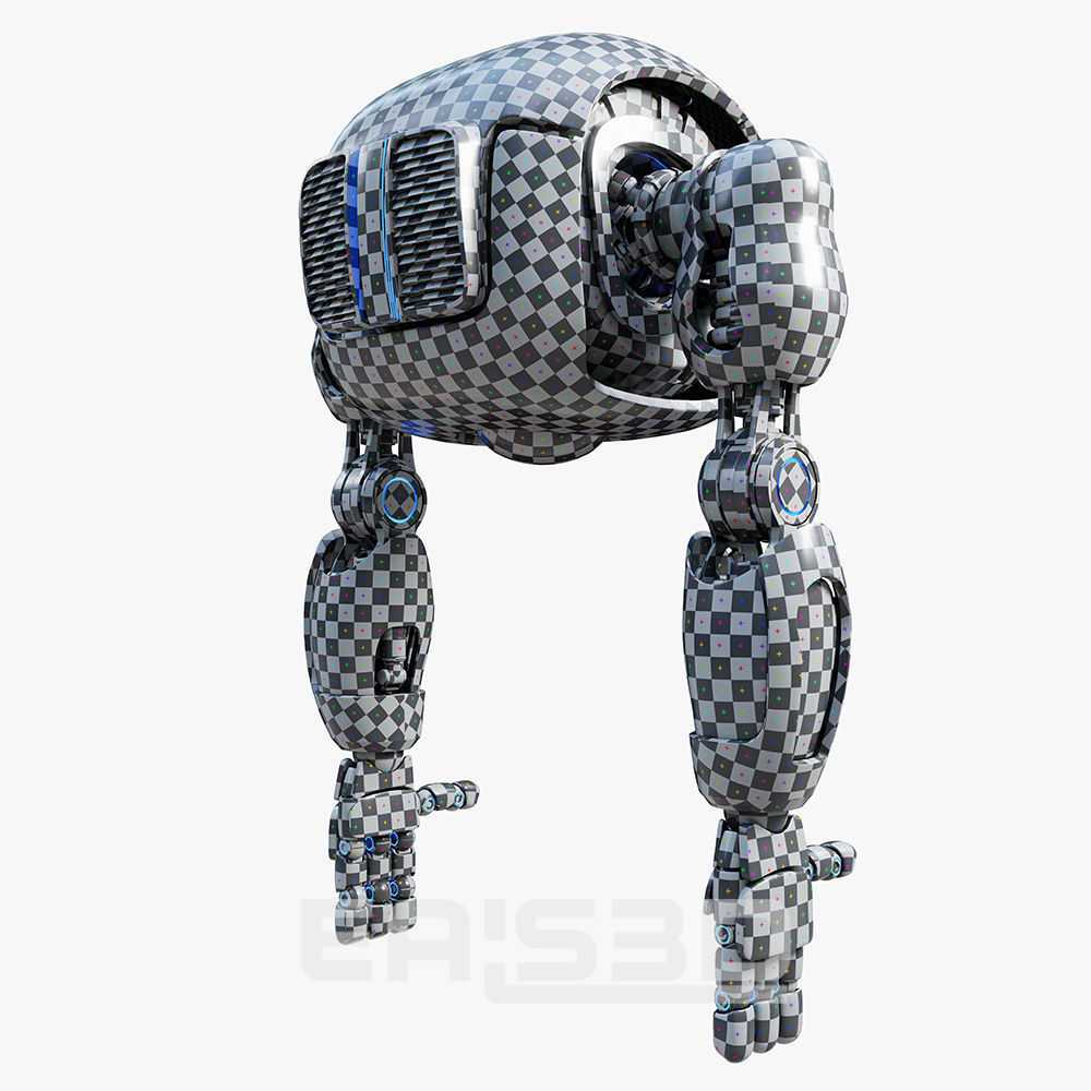 Cute Space Robot Rigged H-72 Blue 3D model_20