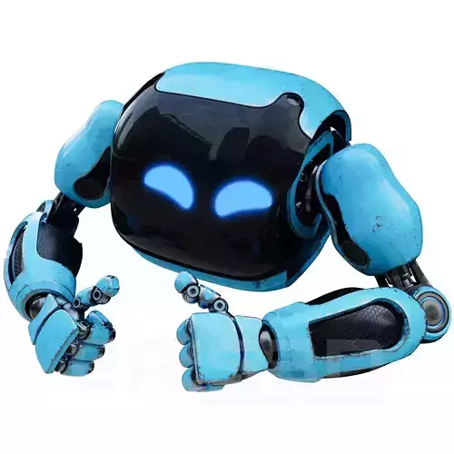 Cute Space Robot Rigged H-72 Blue 3D model