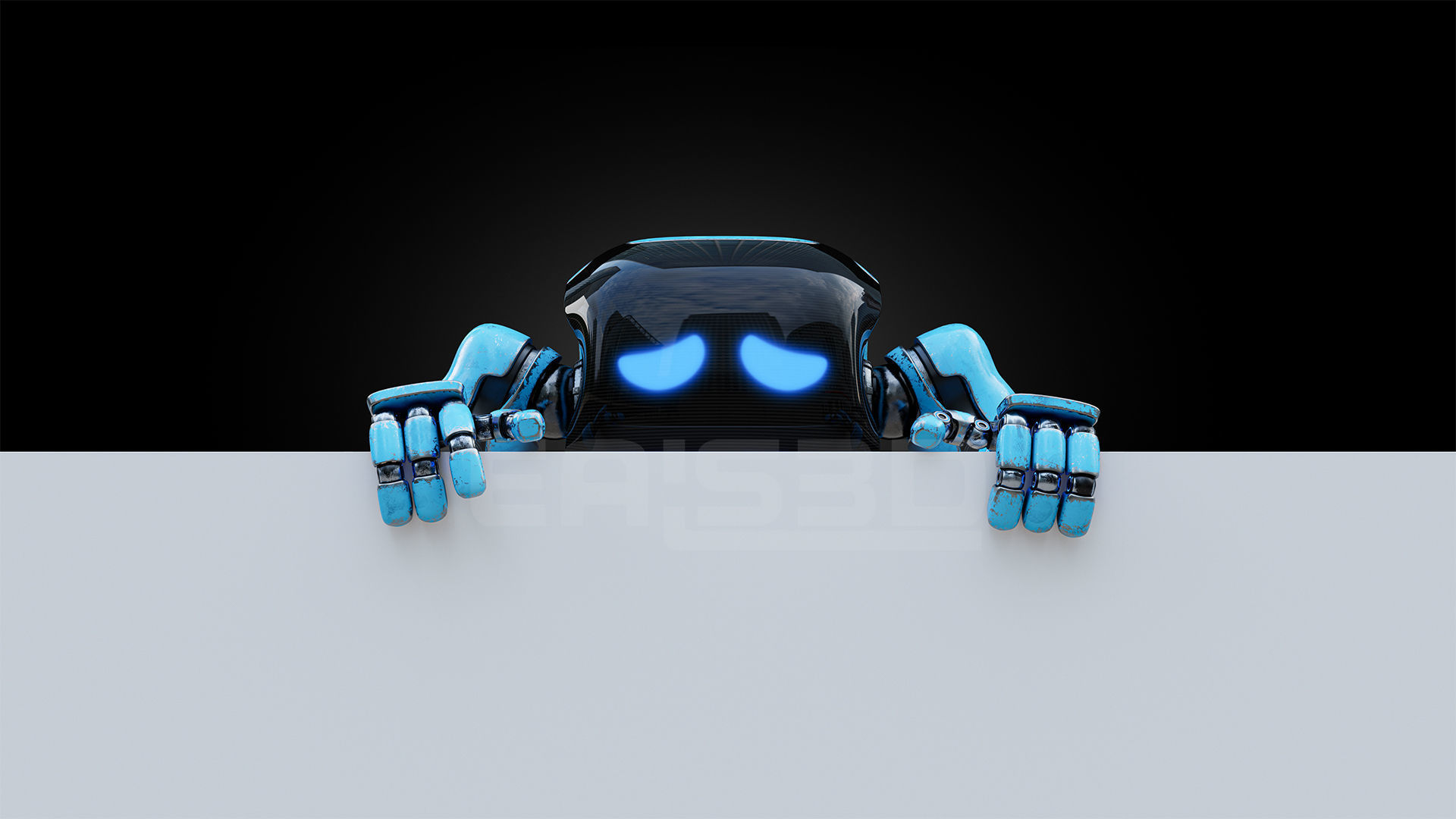 Cute Space Robot Rigged H-72 Blue 3D model_3