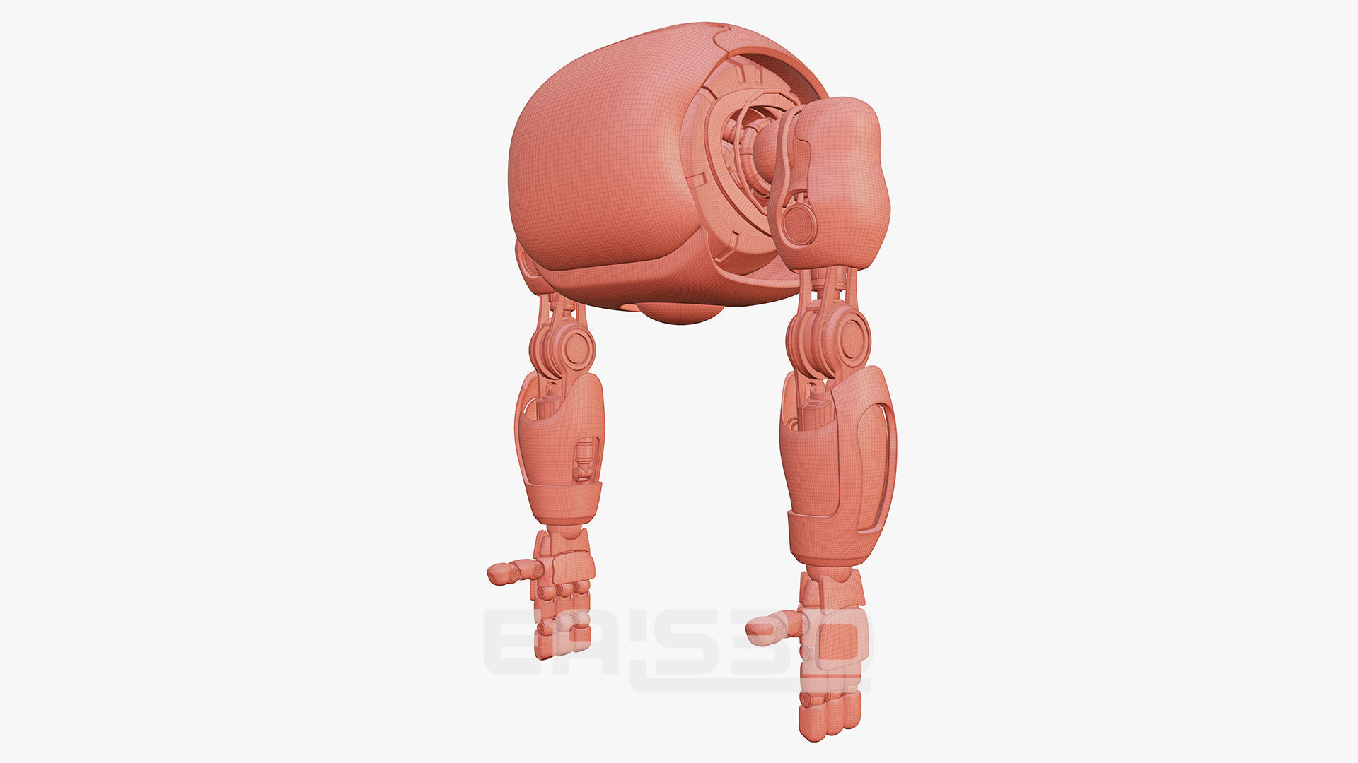 Cute Space Robot Rigged H-72 Blue 3D model_24