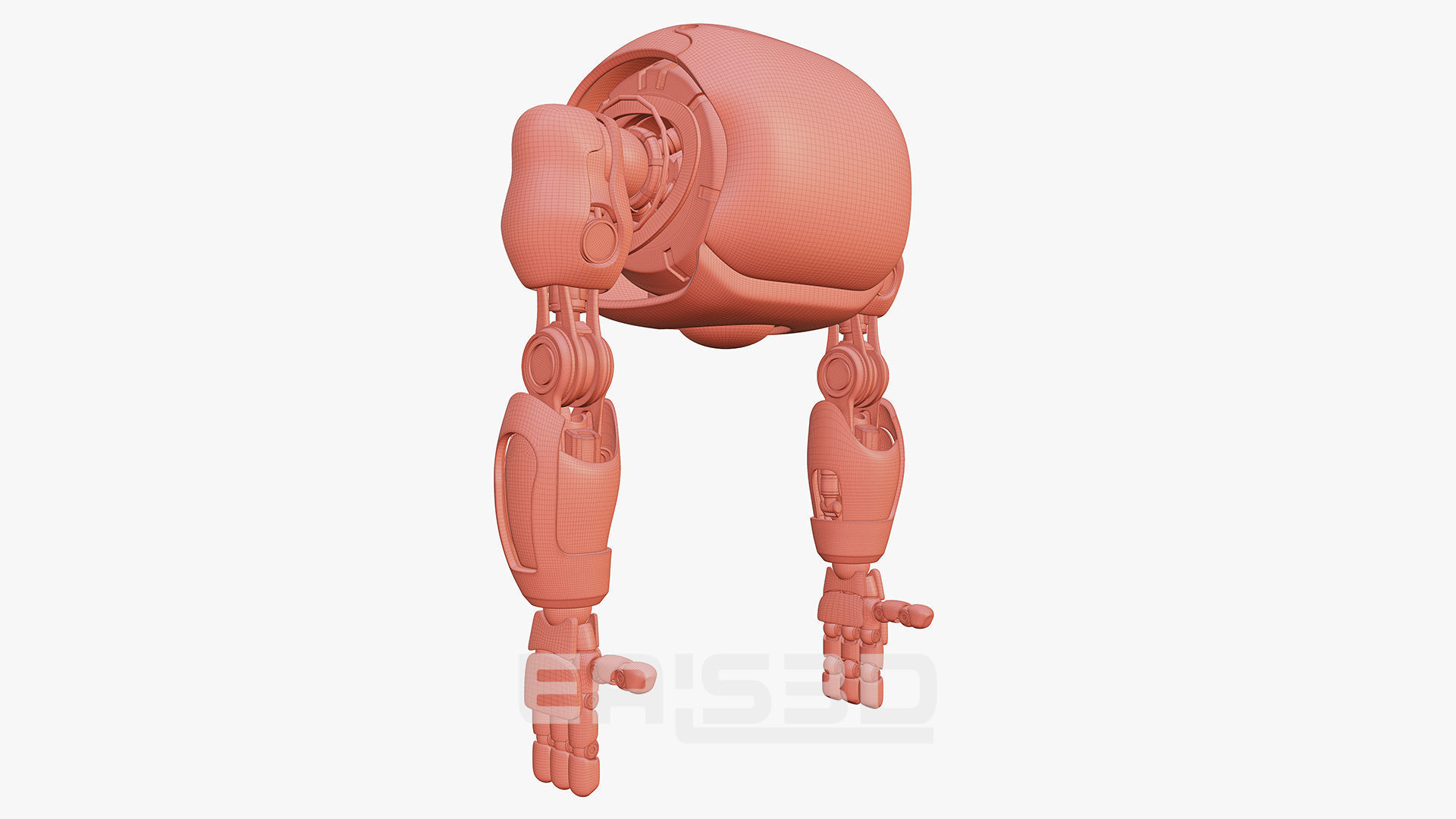 Cute Space Robot Rigged H-72 Blue 3D model_30