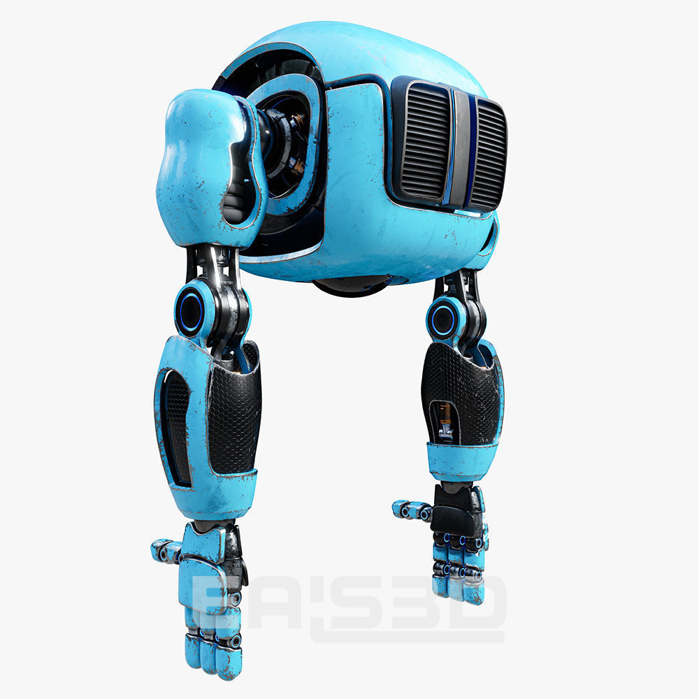 Cute Space Robot Rigged H-72 Blue 3D model_10