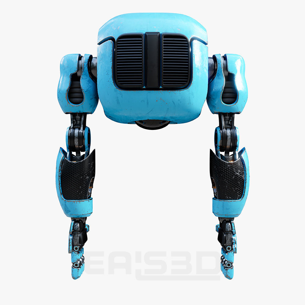 Cute Space Robot Rigged H-72 Blue 3D model_11
