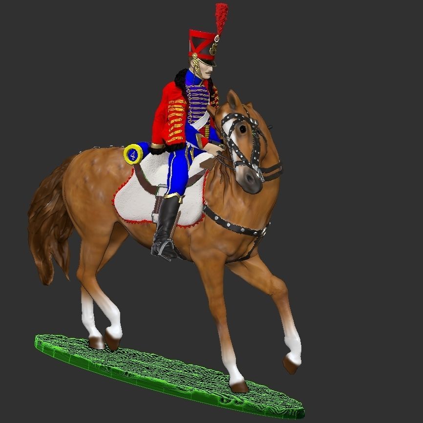 4th Hussar on horseback 3D print model_4