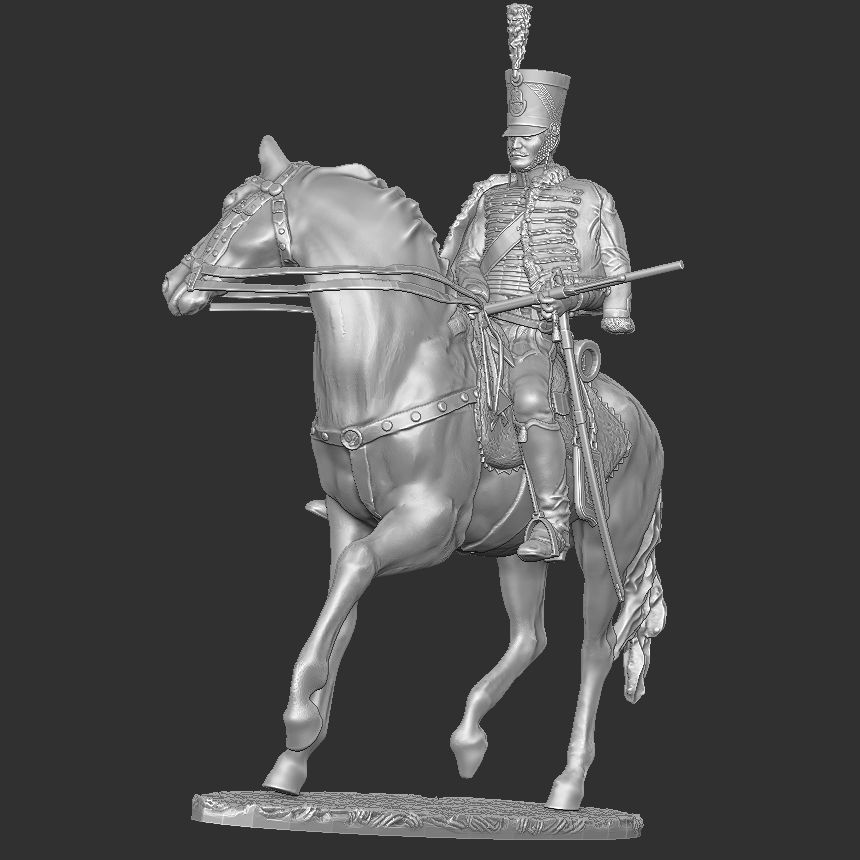 4th Hussar on horseback 3D print model_1