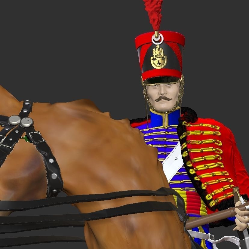 4th Hussar on horseback 3D print model_2