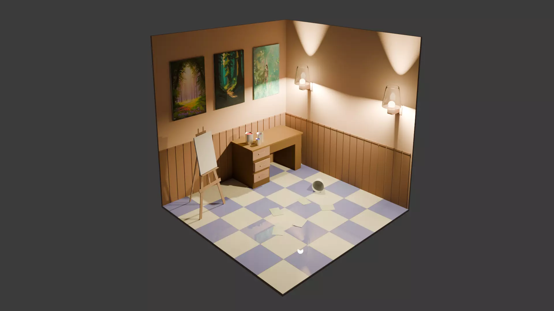 Artist Lab Isometric  Low-poly 3D model_0