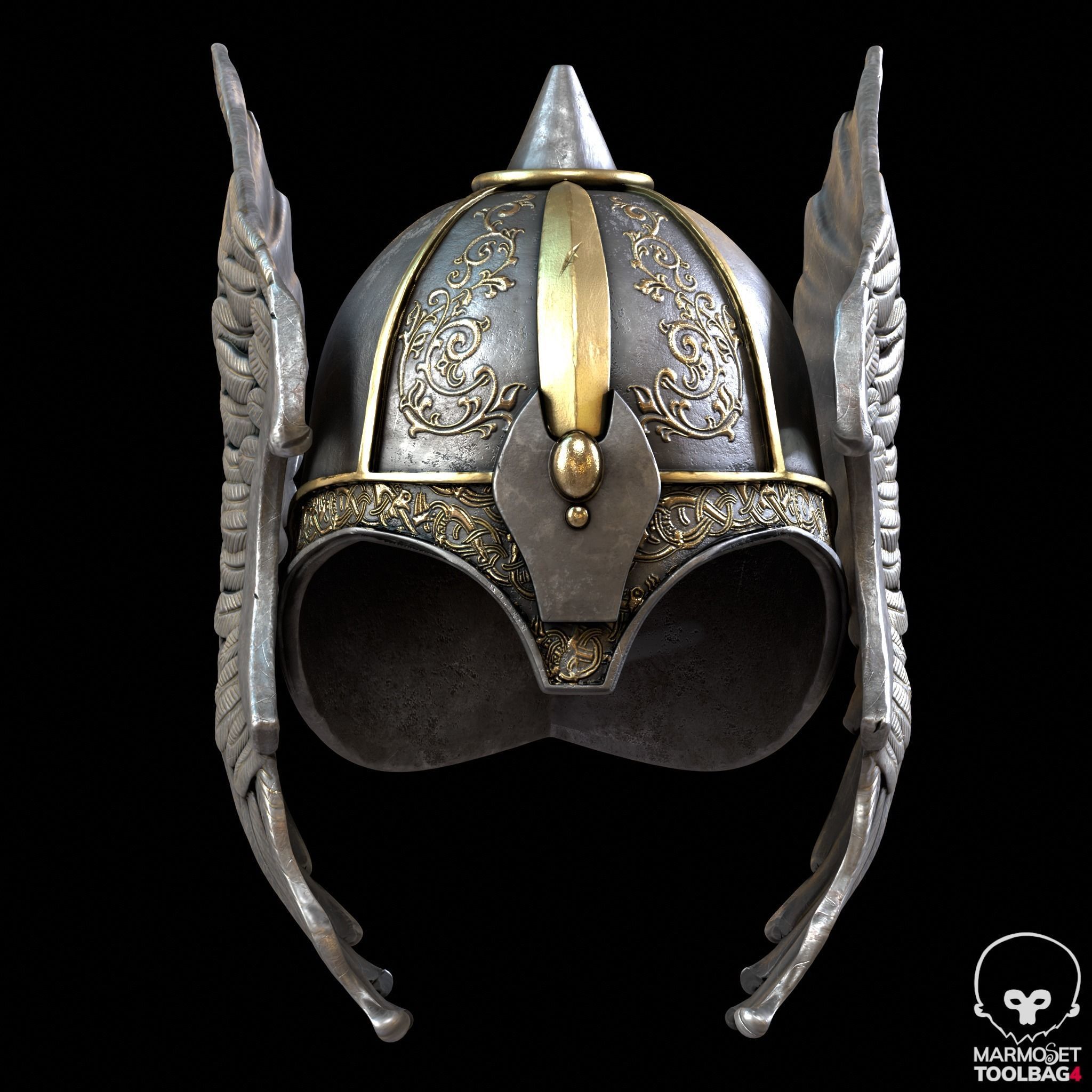 Helmet Viking Low-poly 3D model_6