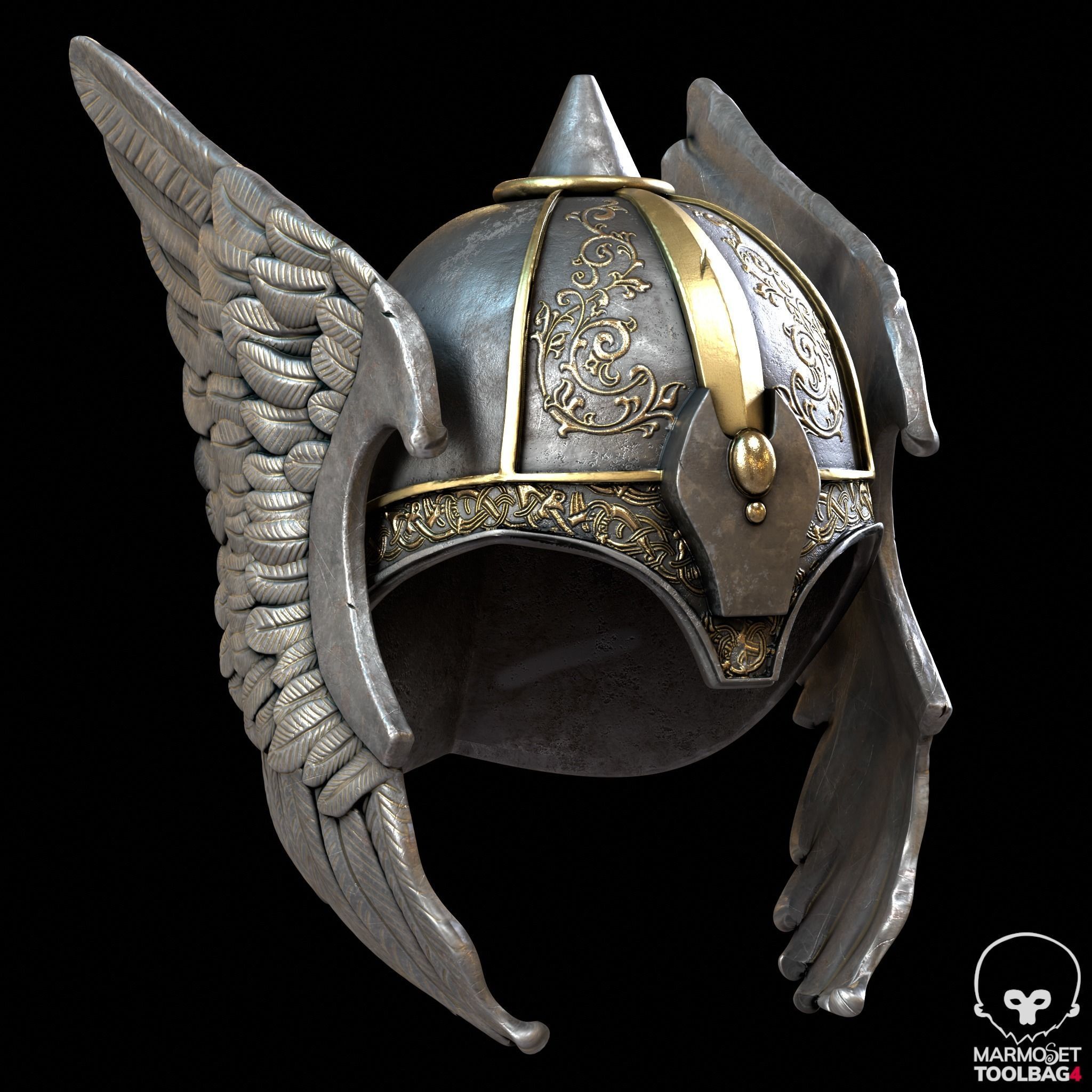 Helmet Viking Low-poly 3D model_5