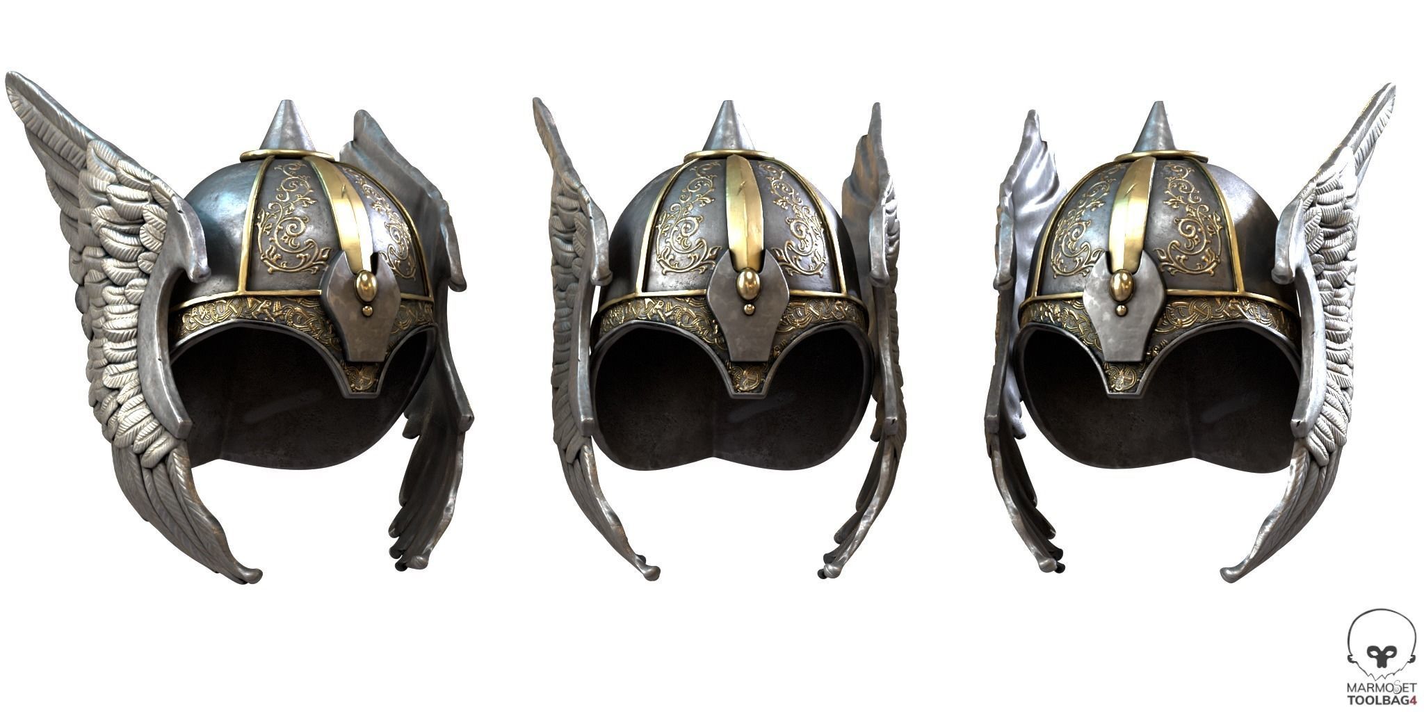 Helmet Viking Low-poly 3D model_3