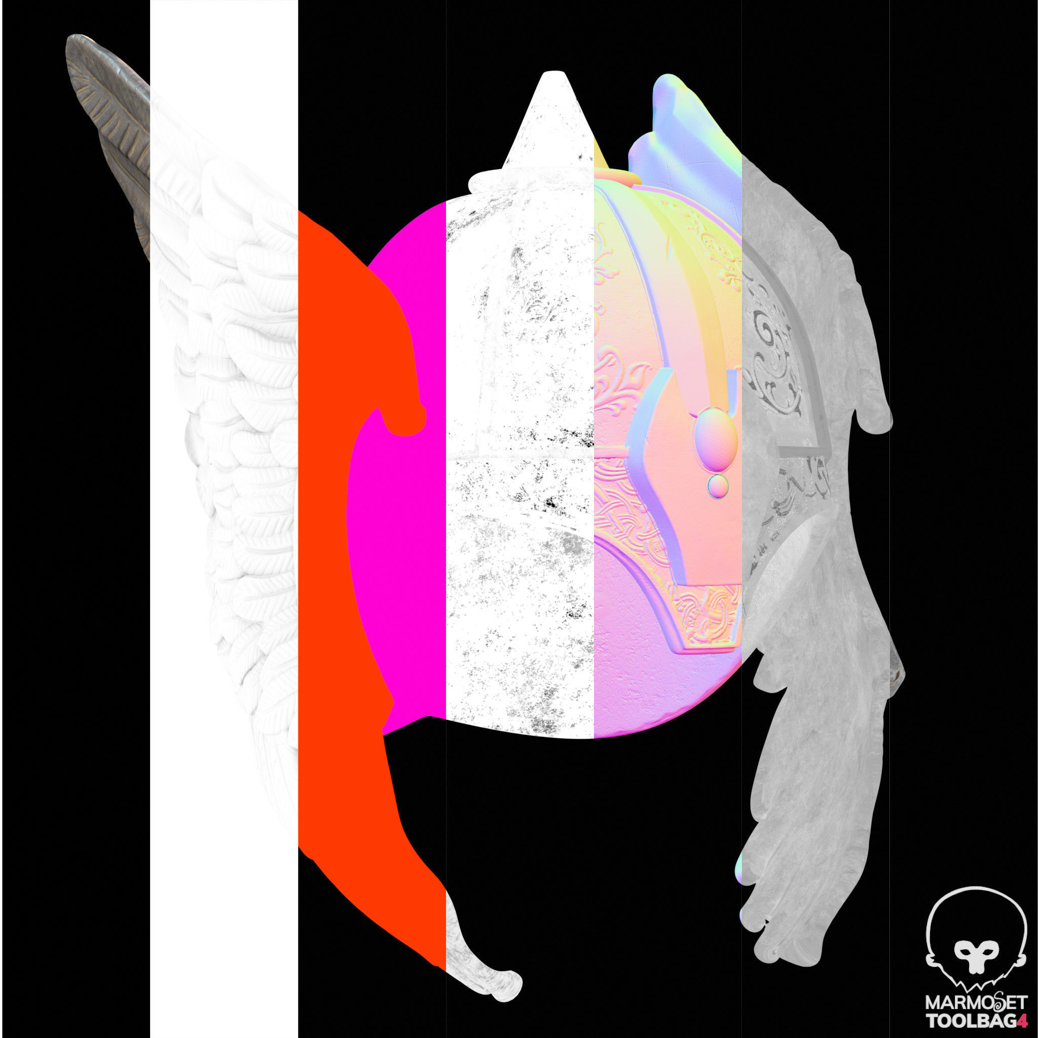 Helmet Viking Low-poly 3D model_8