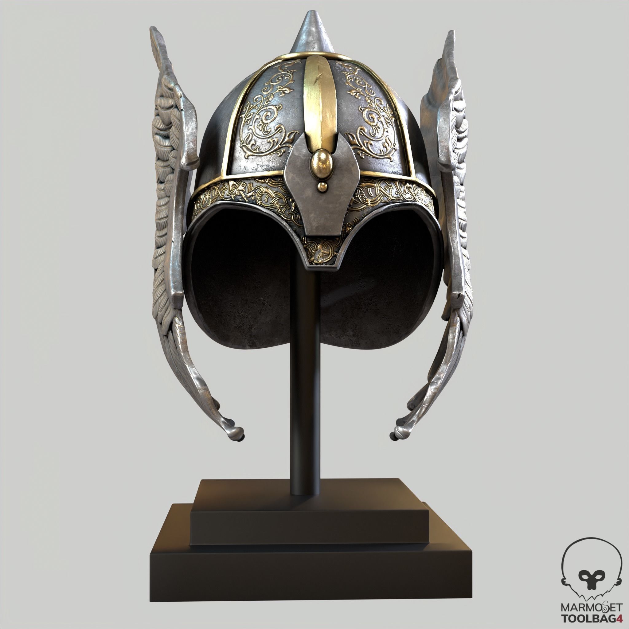 Helmet Viking Low-poly 3D model_1
