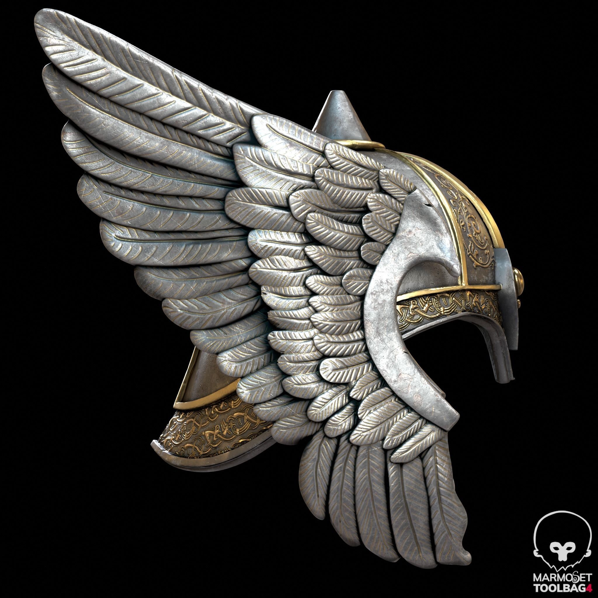 Helmet Viking Low-poly 3D model_4