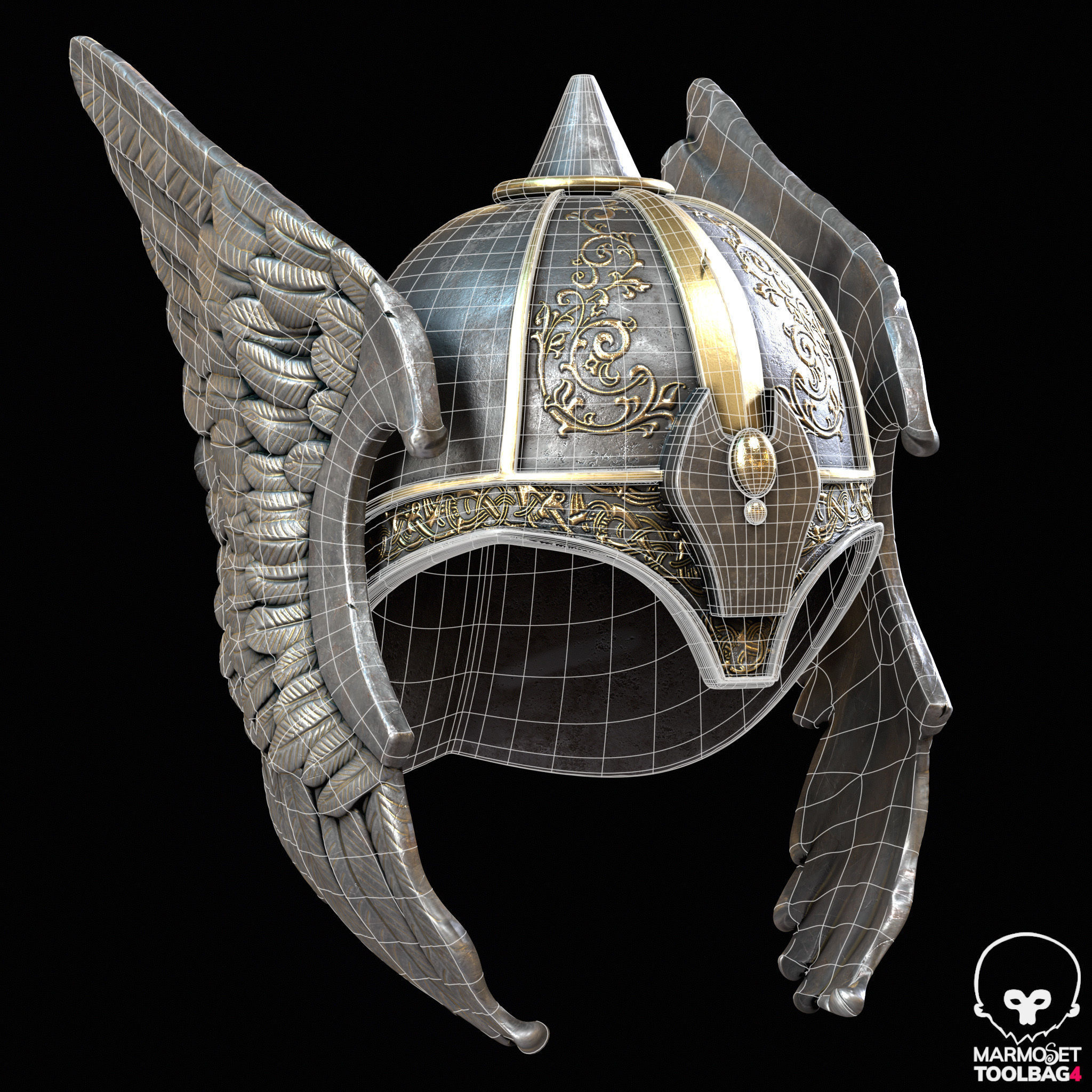 Helmet Viking Low-poly 3D model_7