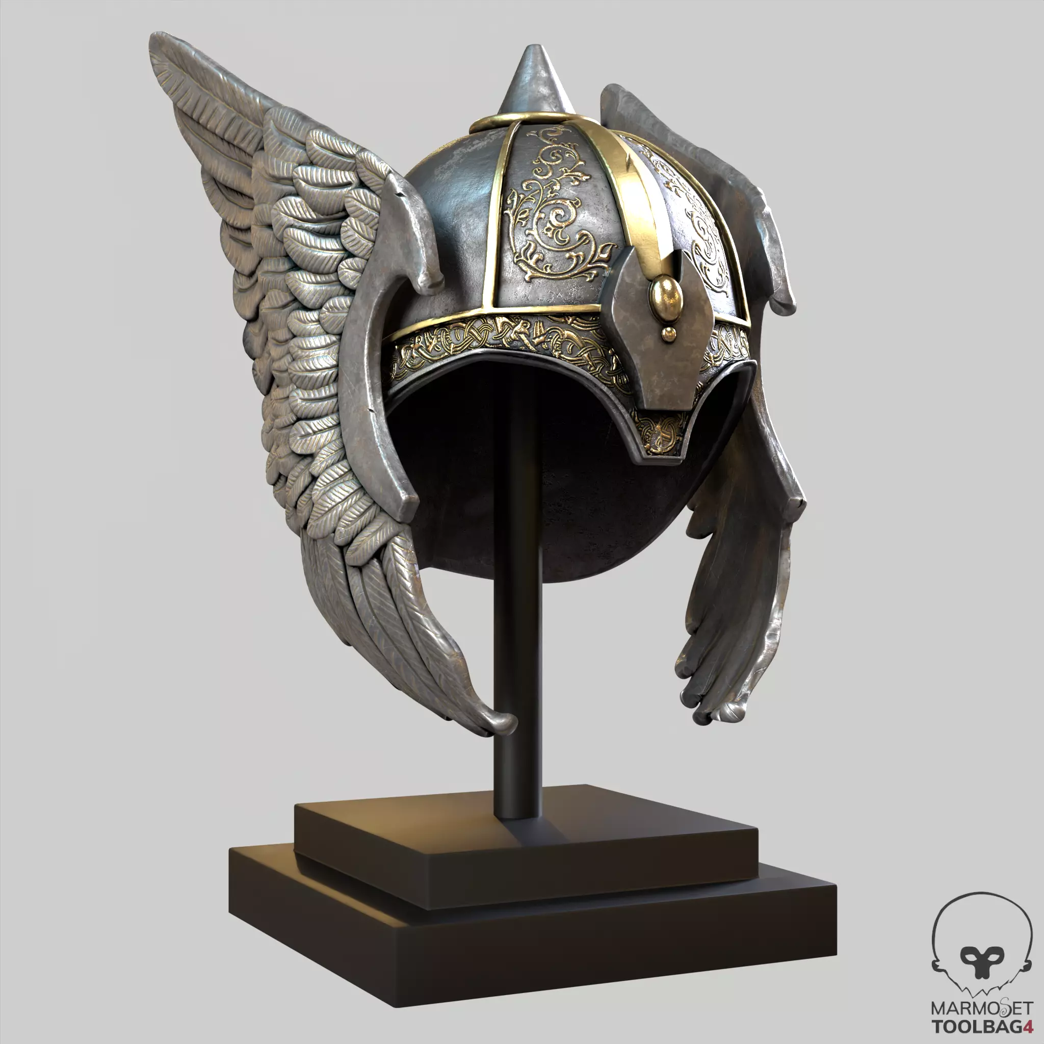 Helmet Viking Low-poly 3D model_0
