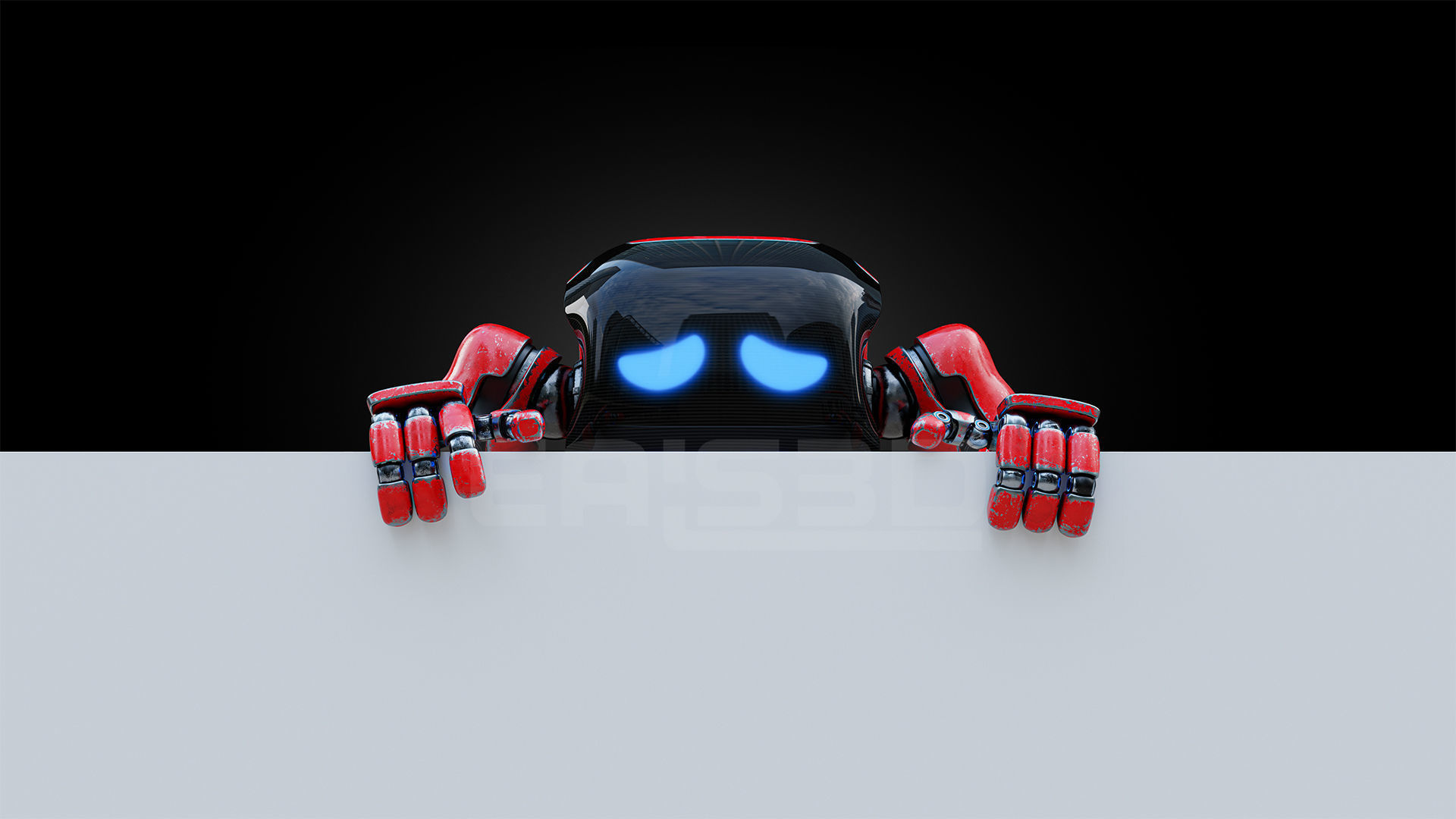 Cute Space Robot Rigged H-72 Red 3D model_4