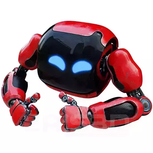 Cute Space Robot Rigged H-72 Red 3D model
