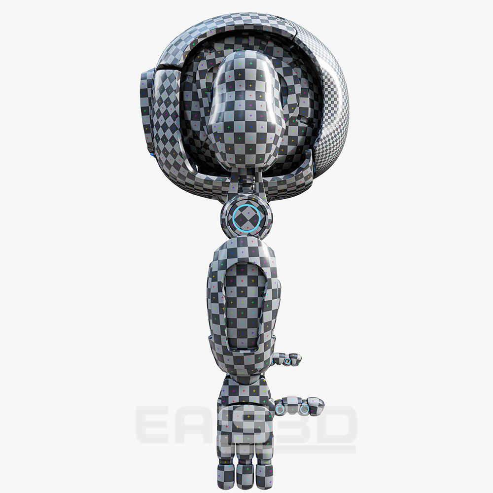 Cute Space Robot Rigged H-72 Red 3D model_20