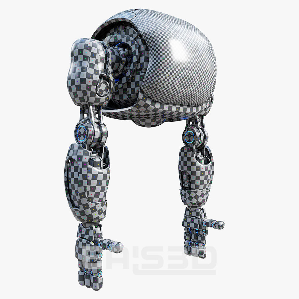 Cute Space Robot Rigged H-72 Red 3D model_21