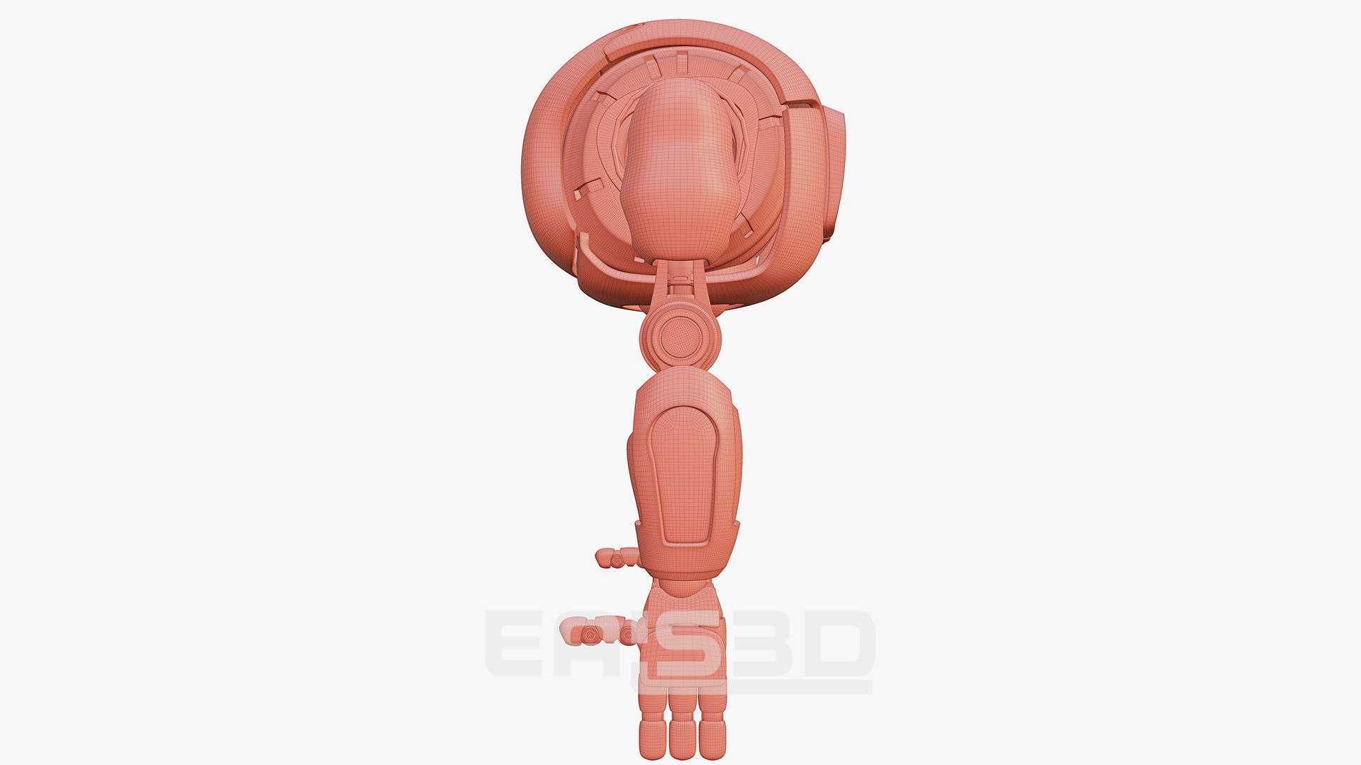 Cute Space Robot Rigged H-72 Red 3D model_24