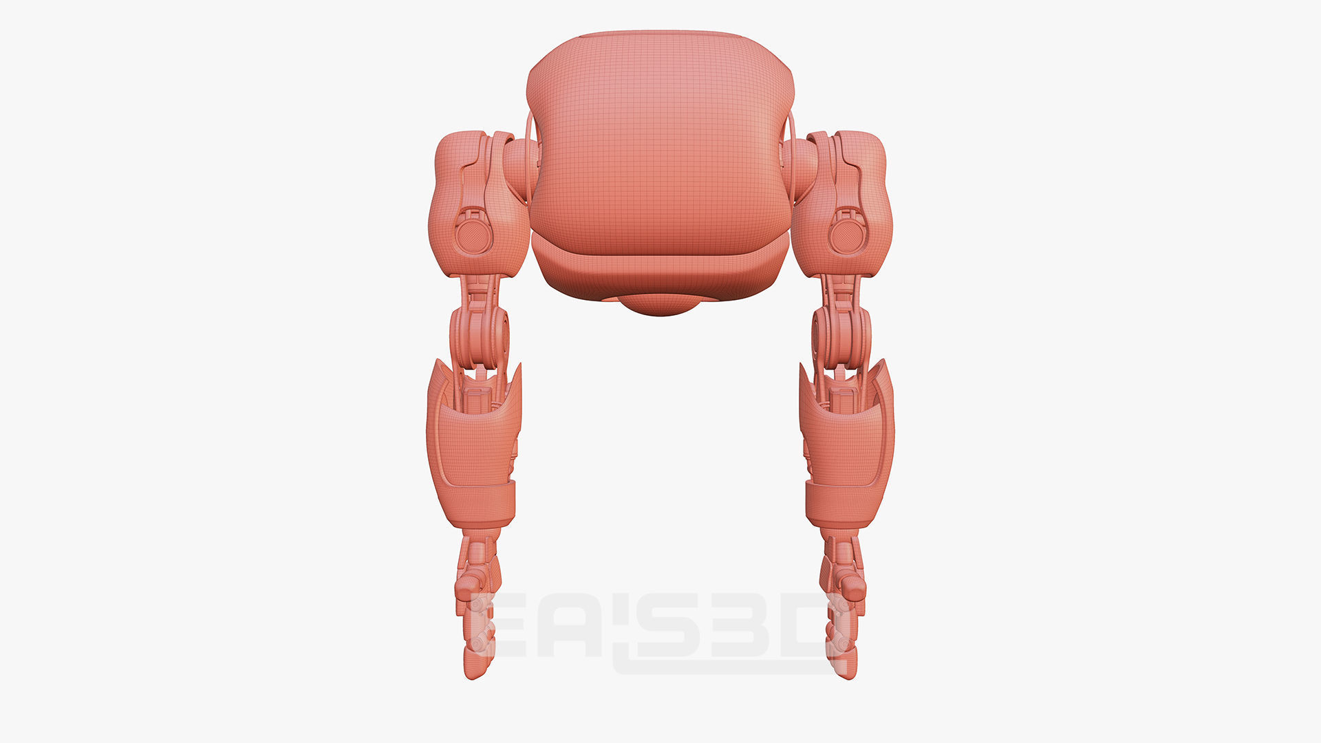 Cute Space Robot Rigged H-72 Red 3D model_22