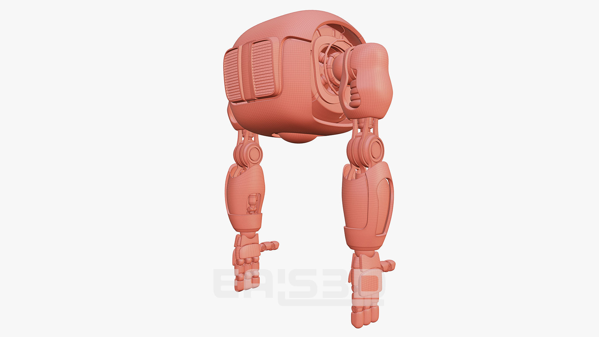 Cute Space Robot Rigged H-72 Red 3D model_27