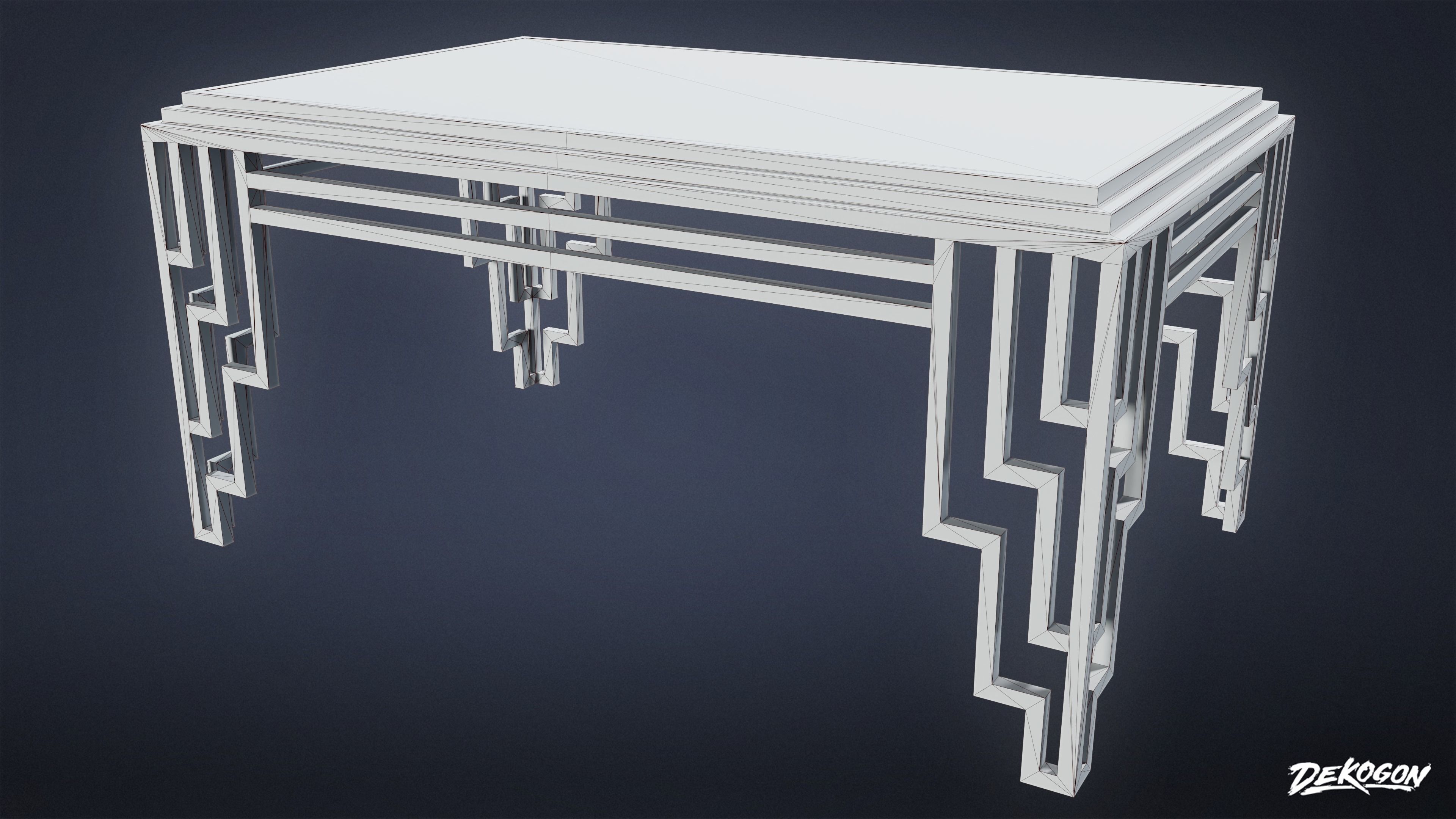 ART DECO - Table 01 - LOW POLY Low-poly 3D model_1