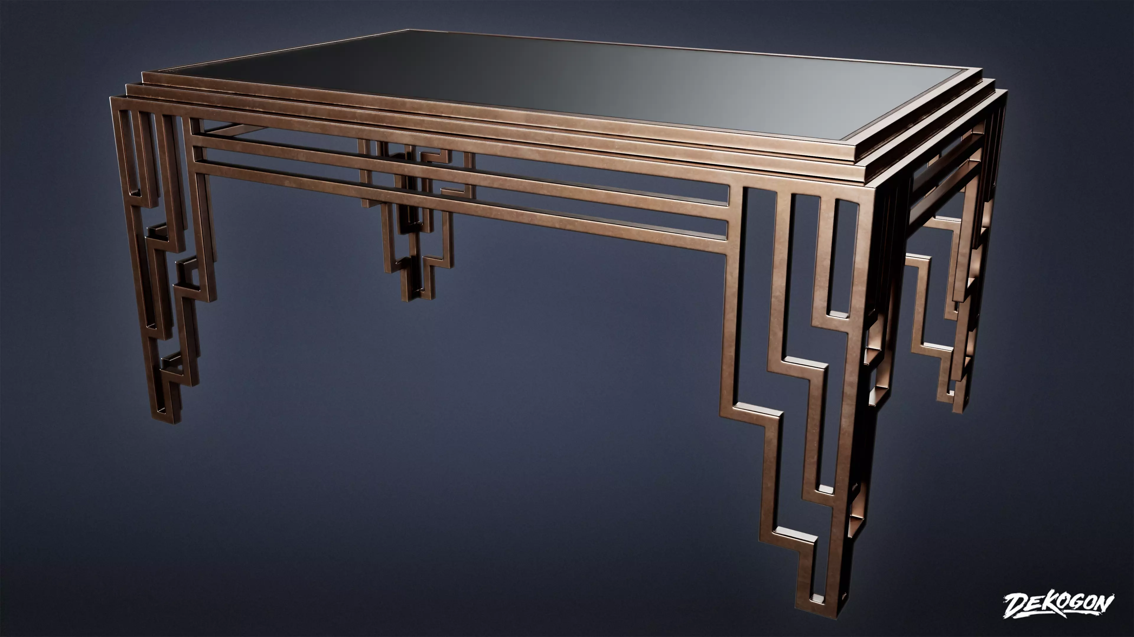 ART DECO - Table 01 - LOW POLY Low-poly 3D model_0