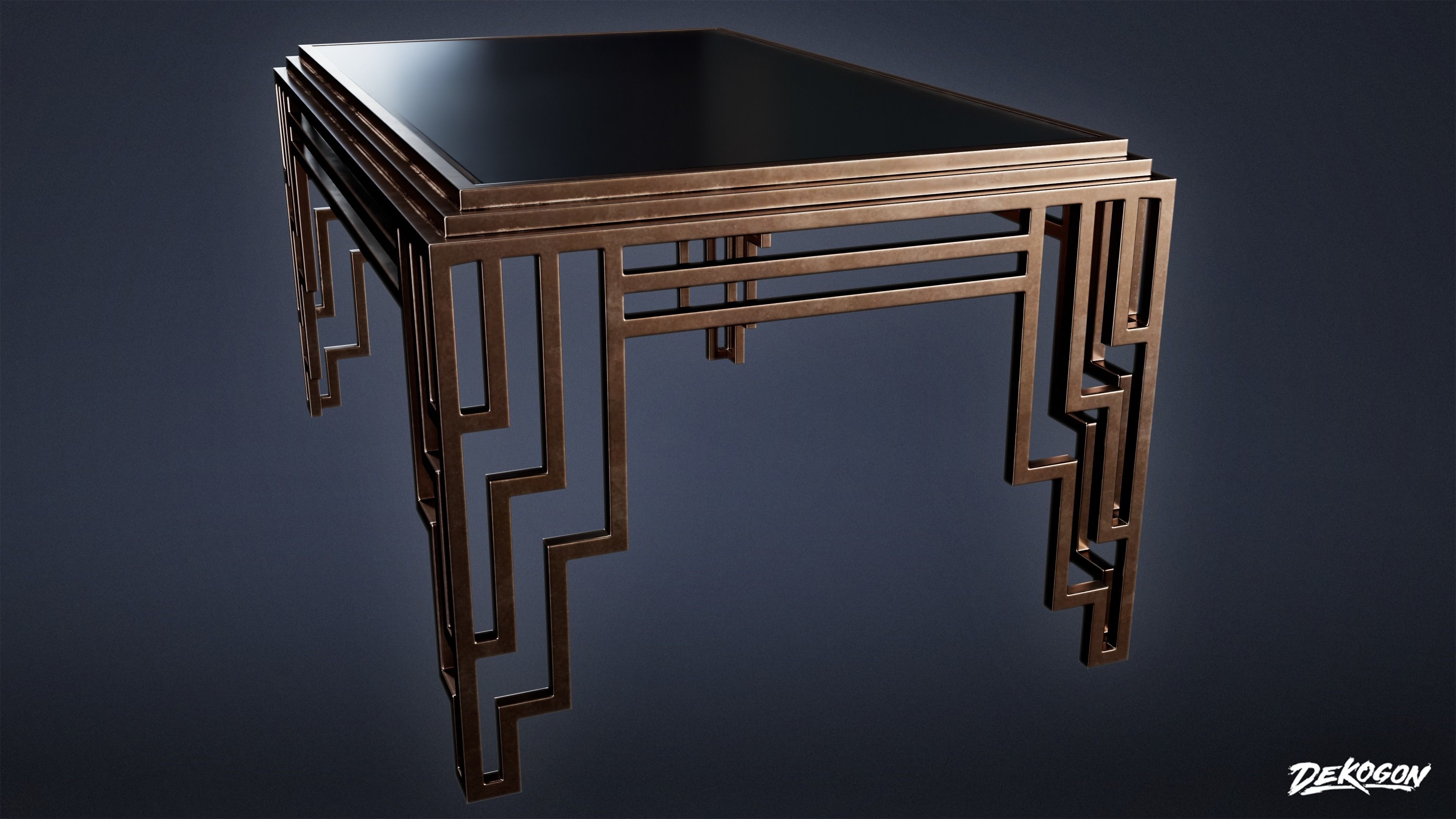 ART DECO - Table 01 - LOW POLY Low-poly 3D model_3