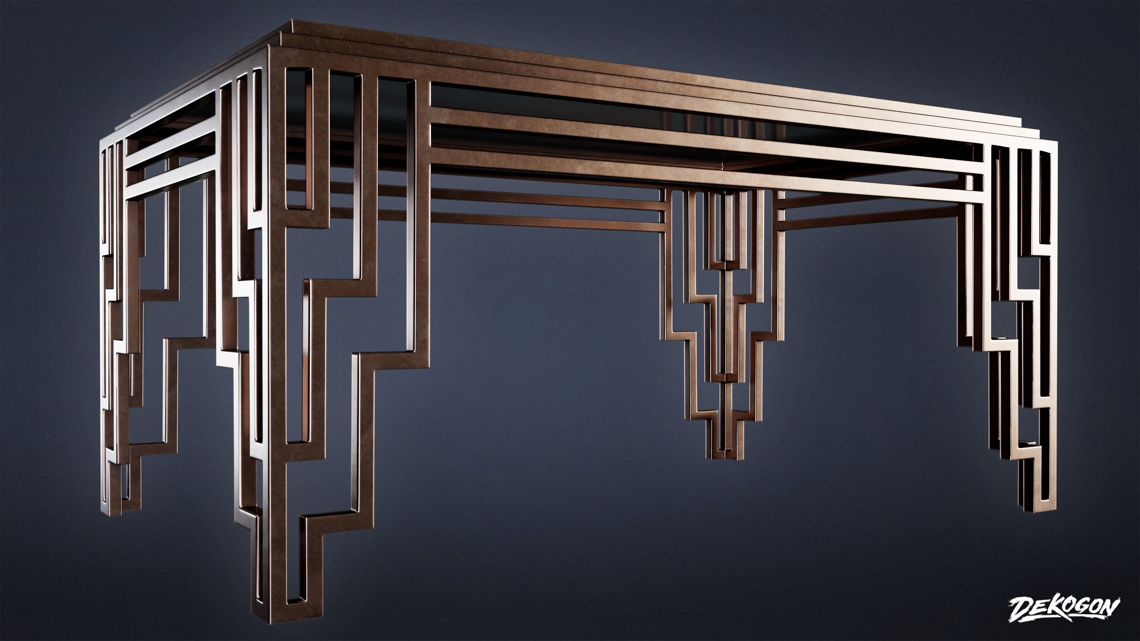 ART DECO - Table 01 - LOW POLY Low-poly 3D model_5