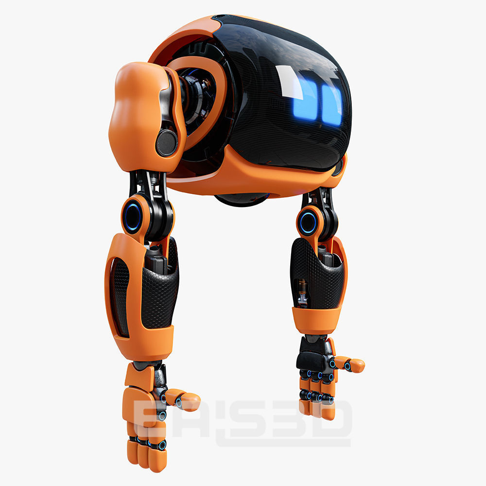 Cute Space Robot Rigged H-72 Solid Armor 3D model_15