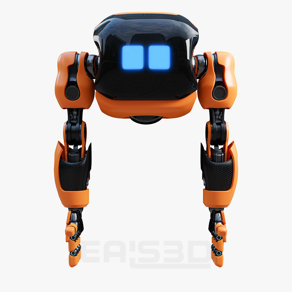 Cute Space Robot Rigged H-72 Solid Armor 3D model_8
