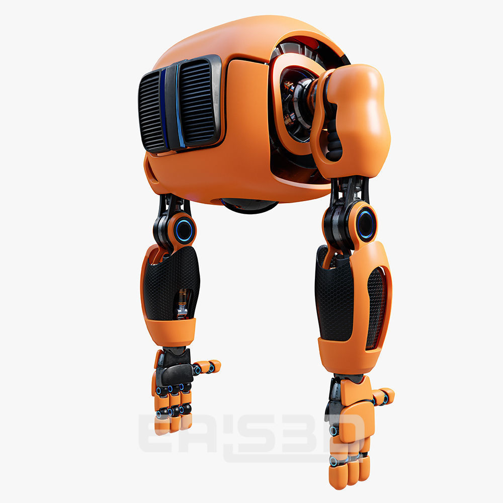 Cute Space Robot Rigged H-72 Solid Armor 3D model_13