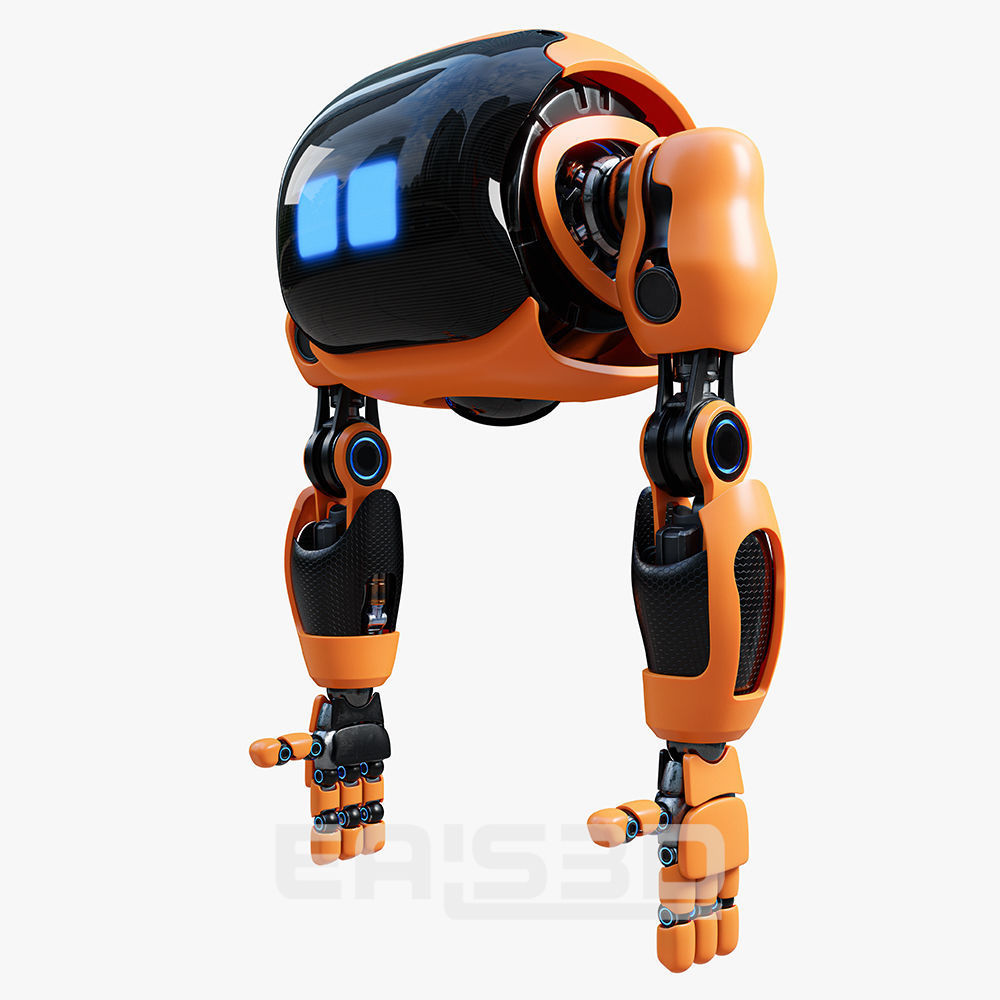 Cute Space Robot Rigged H-72 Solid Armor 3D model_9