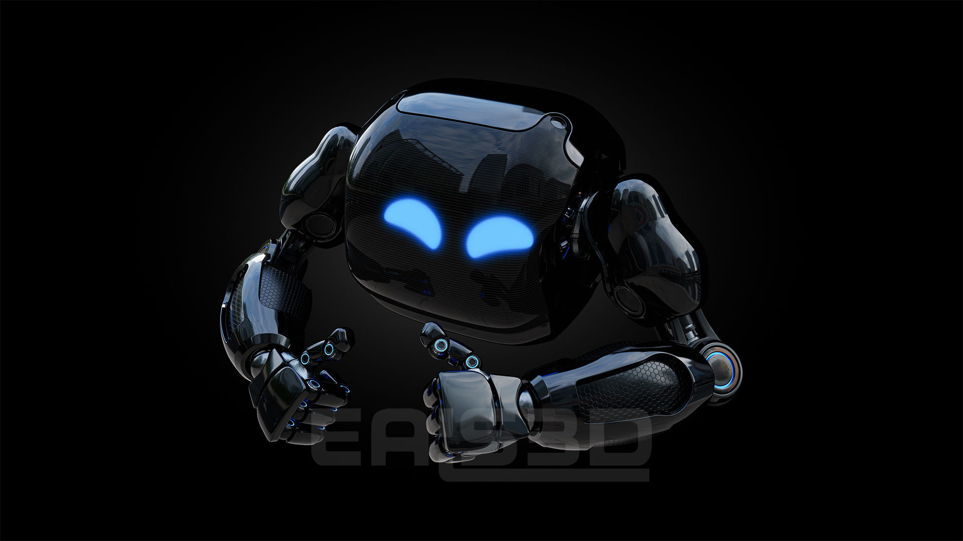 Cute Space Robot Rigged H-72 Solid Armor 3D model_6