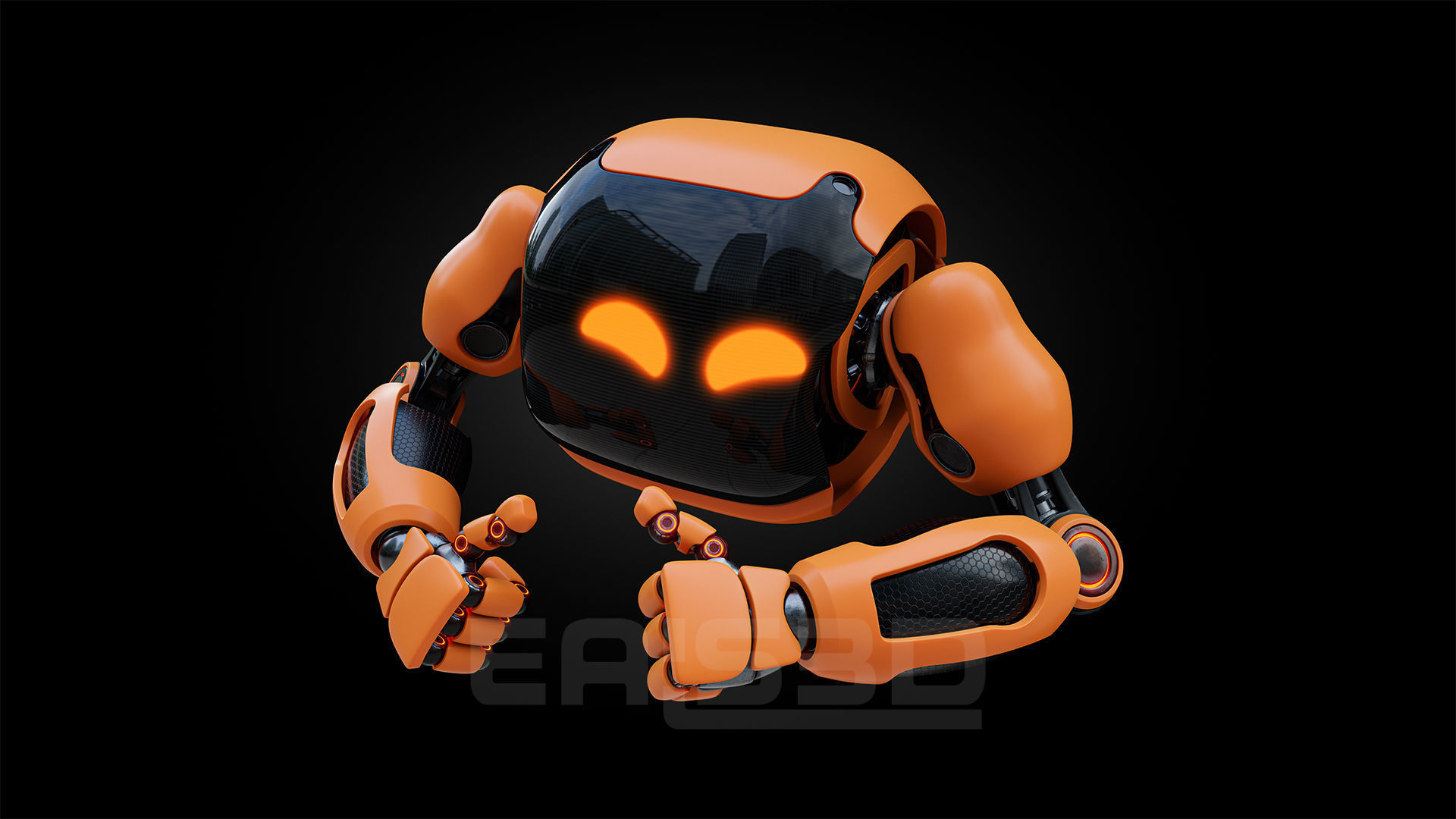 Cute Space Robot Rigged H-72 Solid Armor 3D model_19