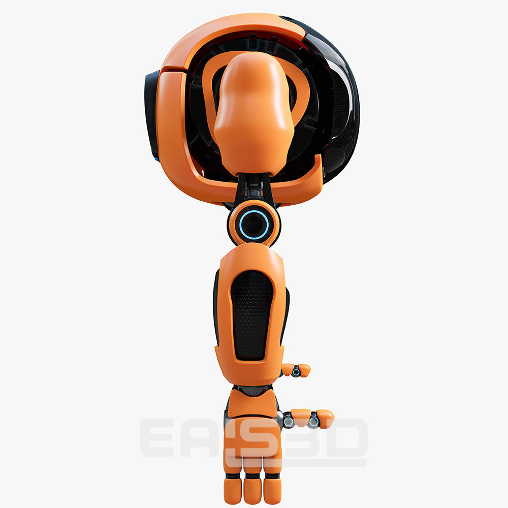 Cute Space Robot Rigged H-72 Solid Armor 3D model_14