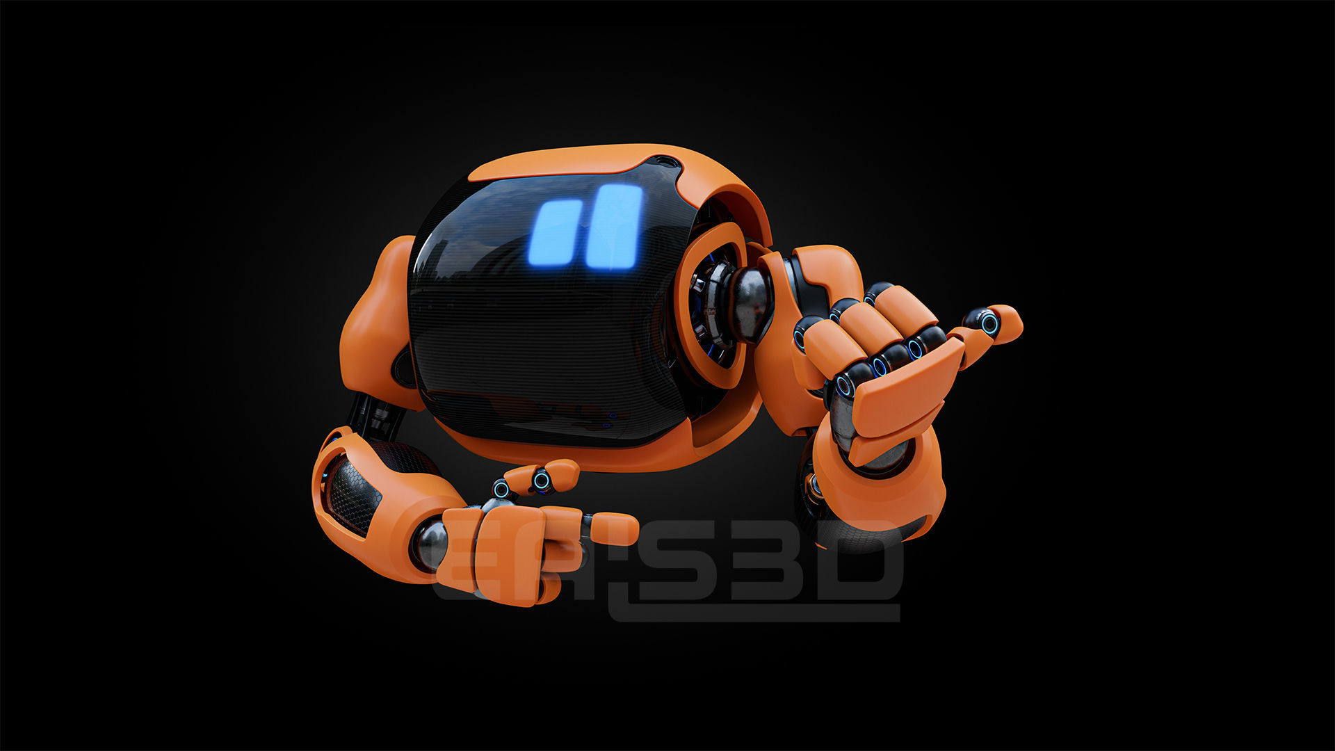 Cute Space Robot Rigged H-72 Solid Armor 3D model_5