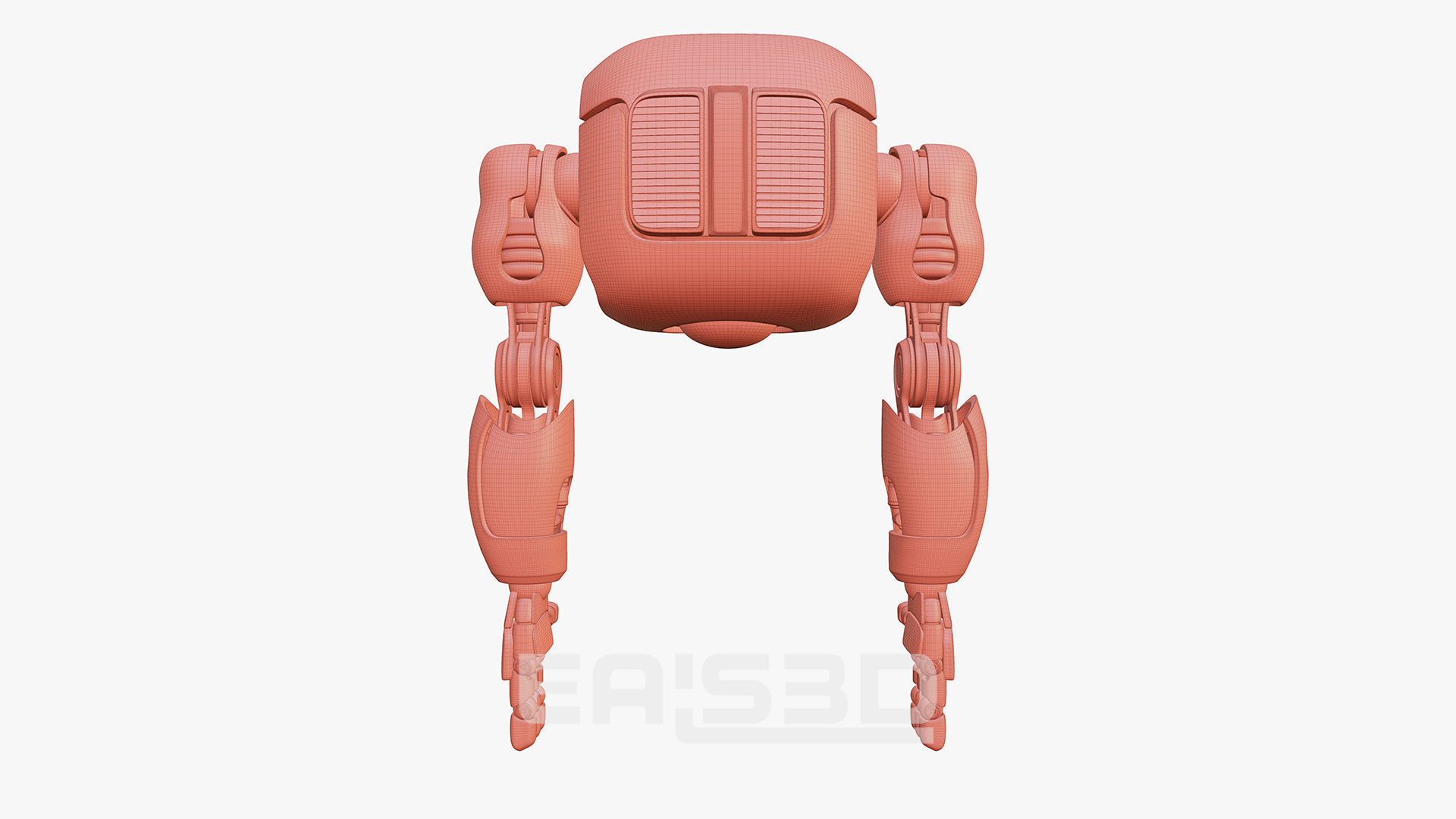 Cute Space Robot Rigged H-72 Solid Armor 3D model_29