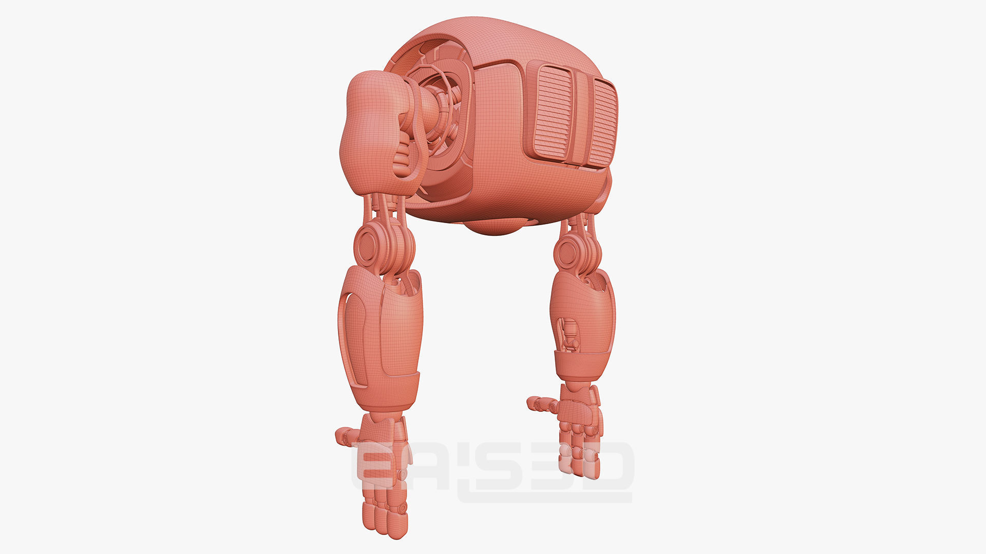 Cute Space Robot Rigged H-72 Solid Armor 3D model_28