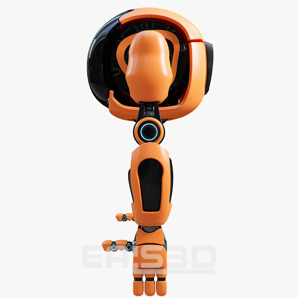 Cute Space Robot Rigged H-72 Solid Armor 3D model_10