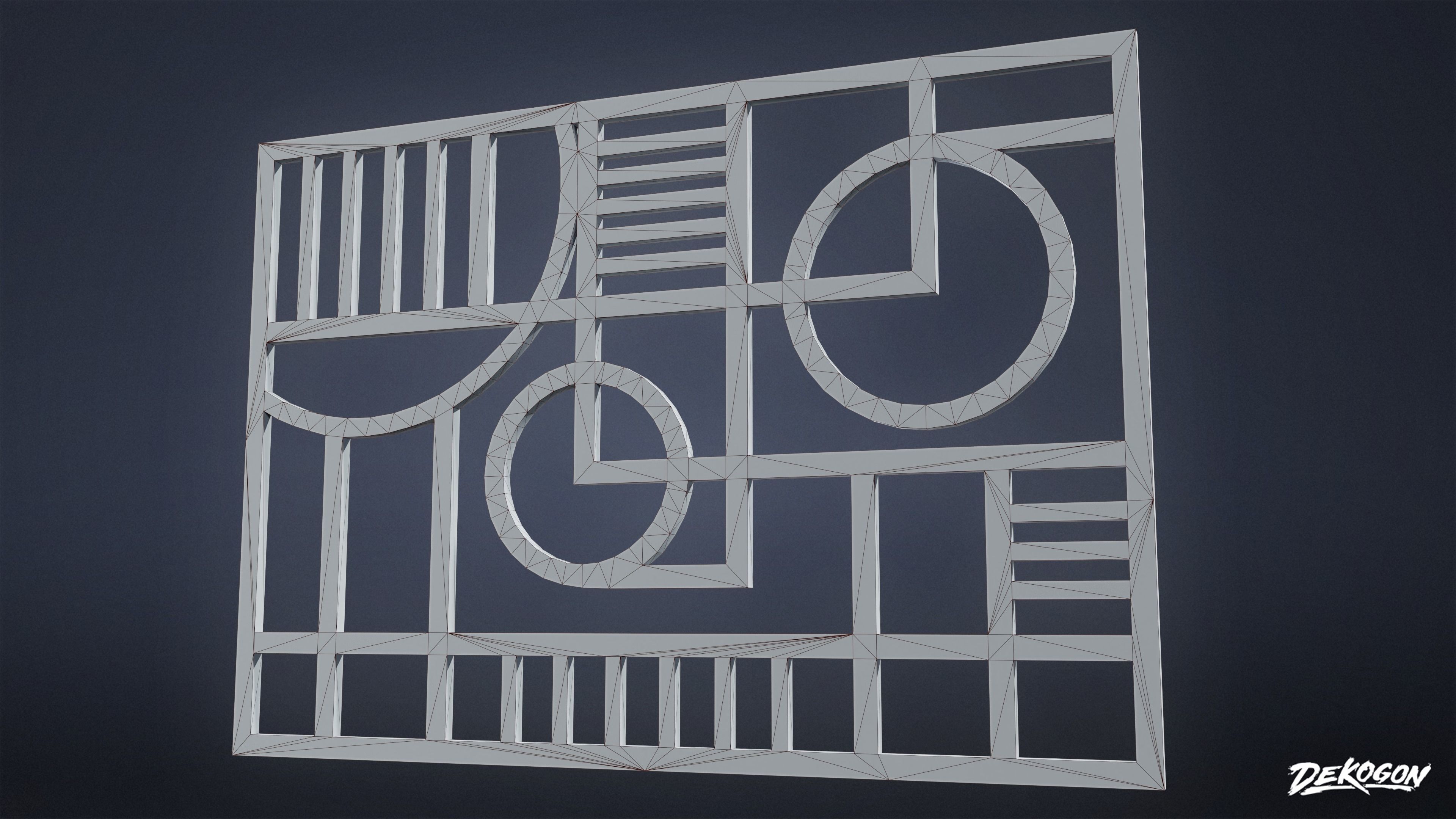 ART DECO - Wall Art 01 - LOW POLY Low-poly 3D model_5